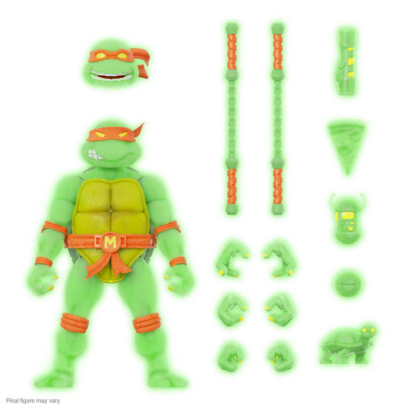 Super7 Teenage Mutant Ninja Turtles TMNT Michelangelo Mutagen Ooze Glow Action Figure - Ultimate Edition Collectible for TMNT Fans | Perfect for Display, Gifts & Nostalgic Collections