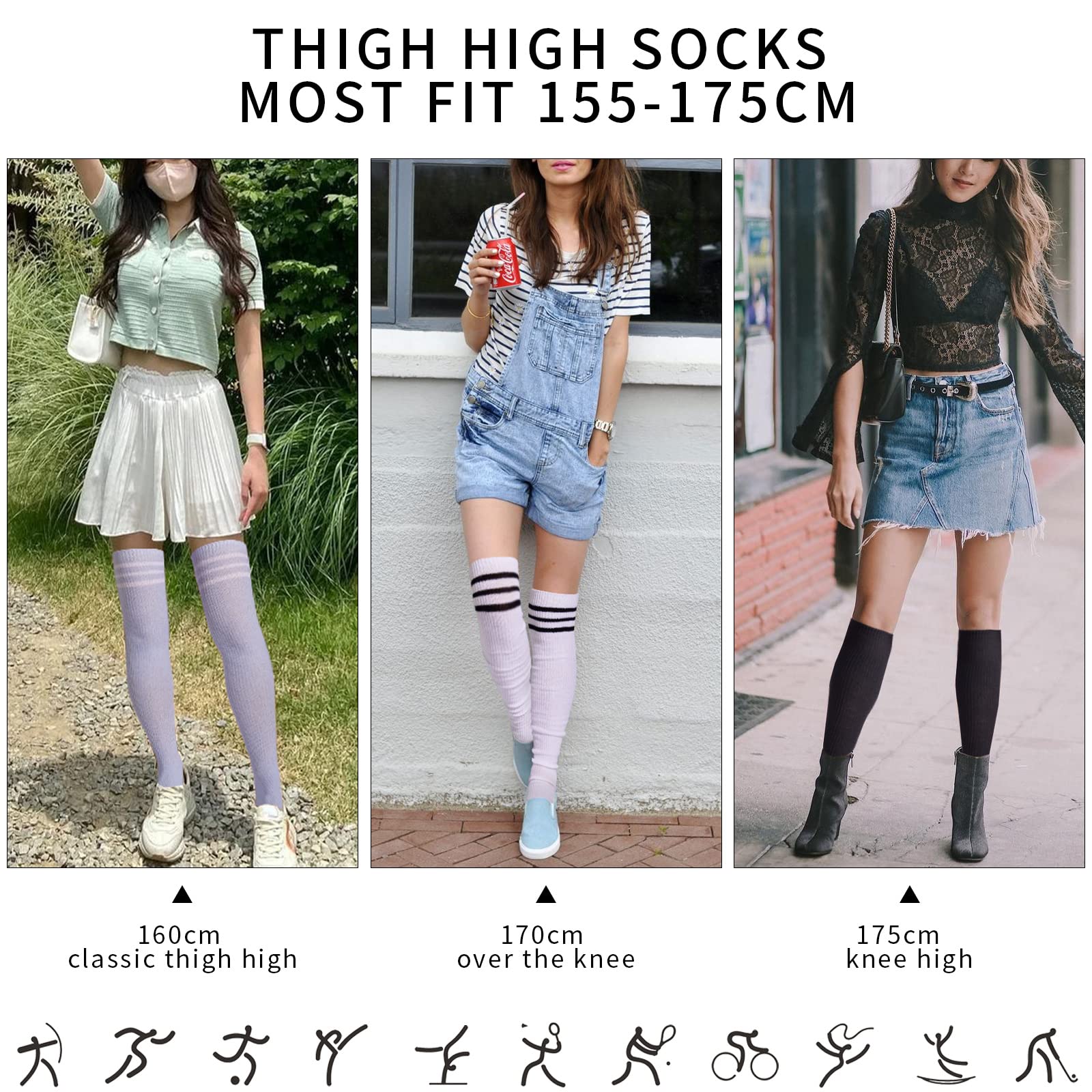 Abodhu Women's Thigh High Socks - Striped Over Knee Stockings for Women | Soft Knit Long Socks for Cosplay, Casual Wear & Winter Outfits | Perfect for Halloween Costumes, Office Attire & Everyday Fashion