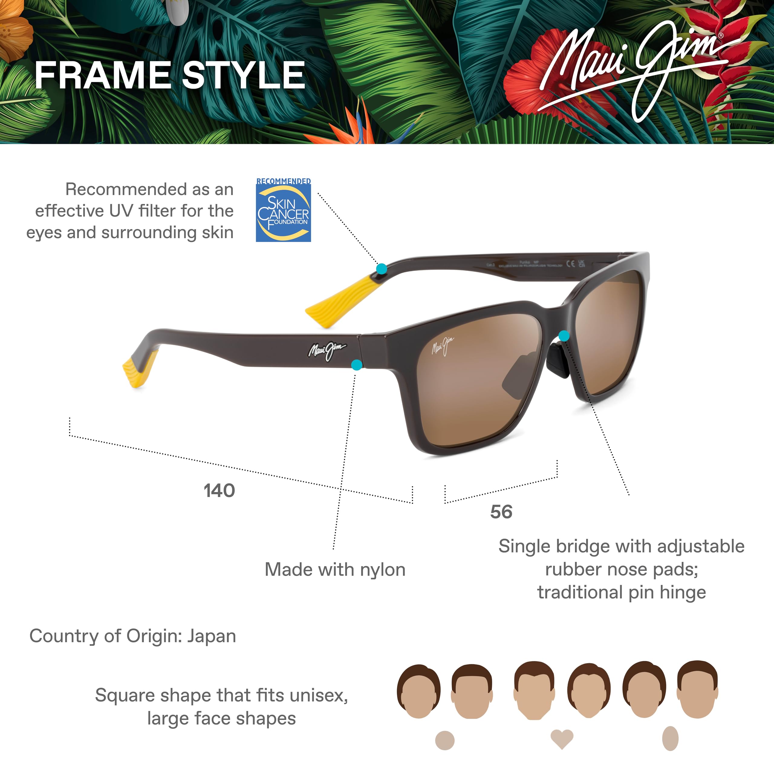 Maui Jim Punikai Unisex Polarized Sunglasses for Men & Women - UV Protection, Stylish & Lightweight for Outdoor Activities, Beach, Driving & Travel
