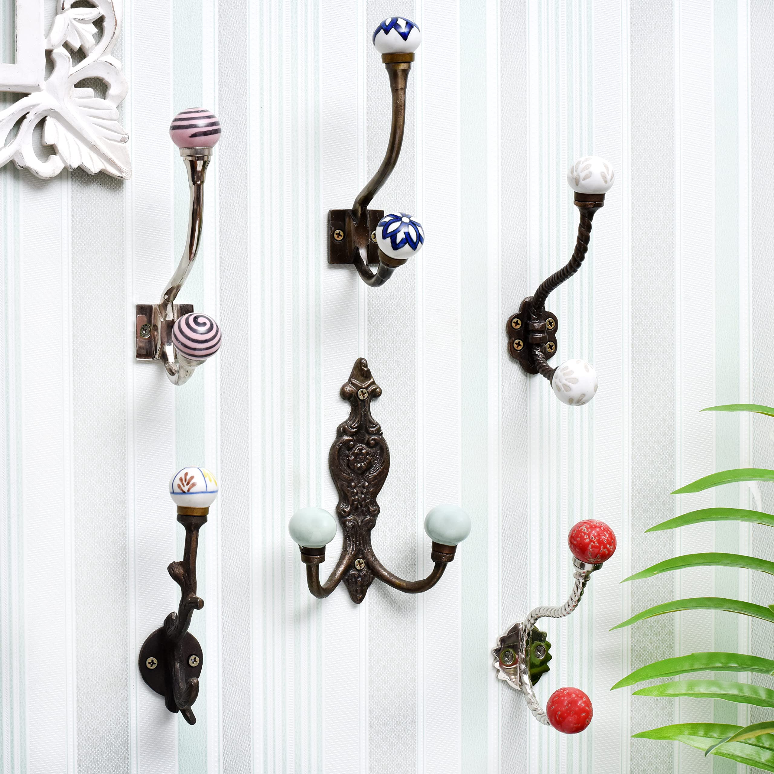 Indian Shelf 1 Pack Wall Hook - Multicolor Ceramic Coat Rack Hooks for Keys, Coffee Mugs & Wall Decor (12.07cm) - Perfect for Entryway, Kitchen & Bathroom Organization