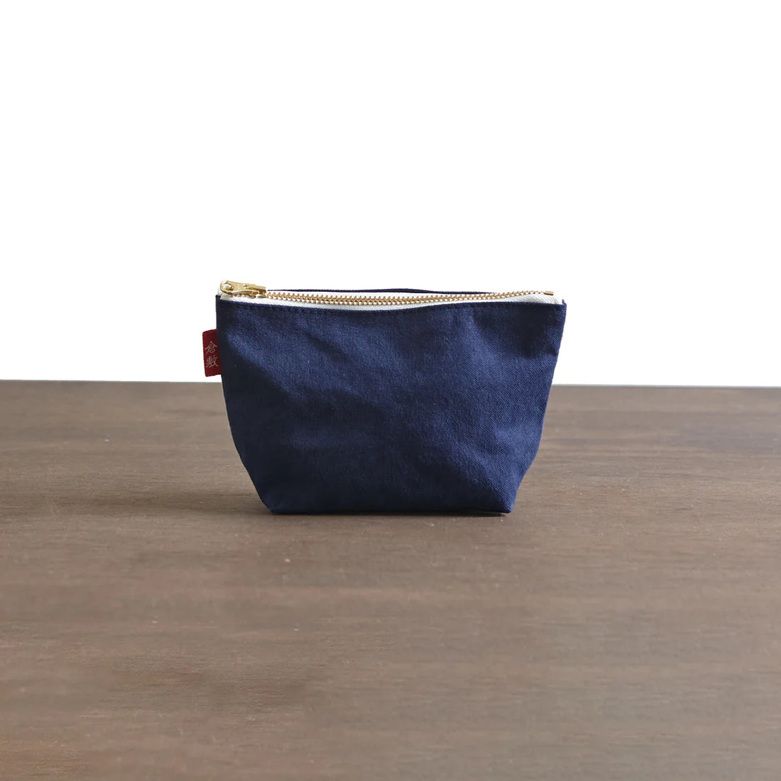 Kurashiki Hampu Canvas Boat Shaped Pouch - Small Size Navy Blue Japanese Handmade Pouch for Travel, Cosmetics & Daily Essentials