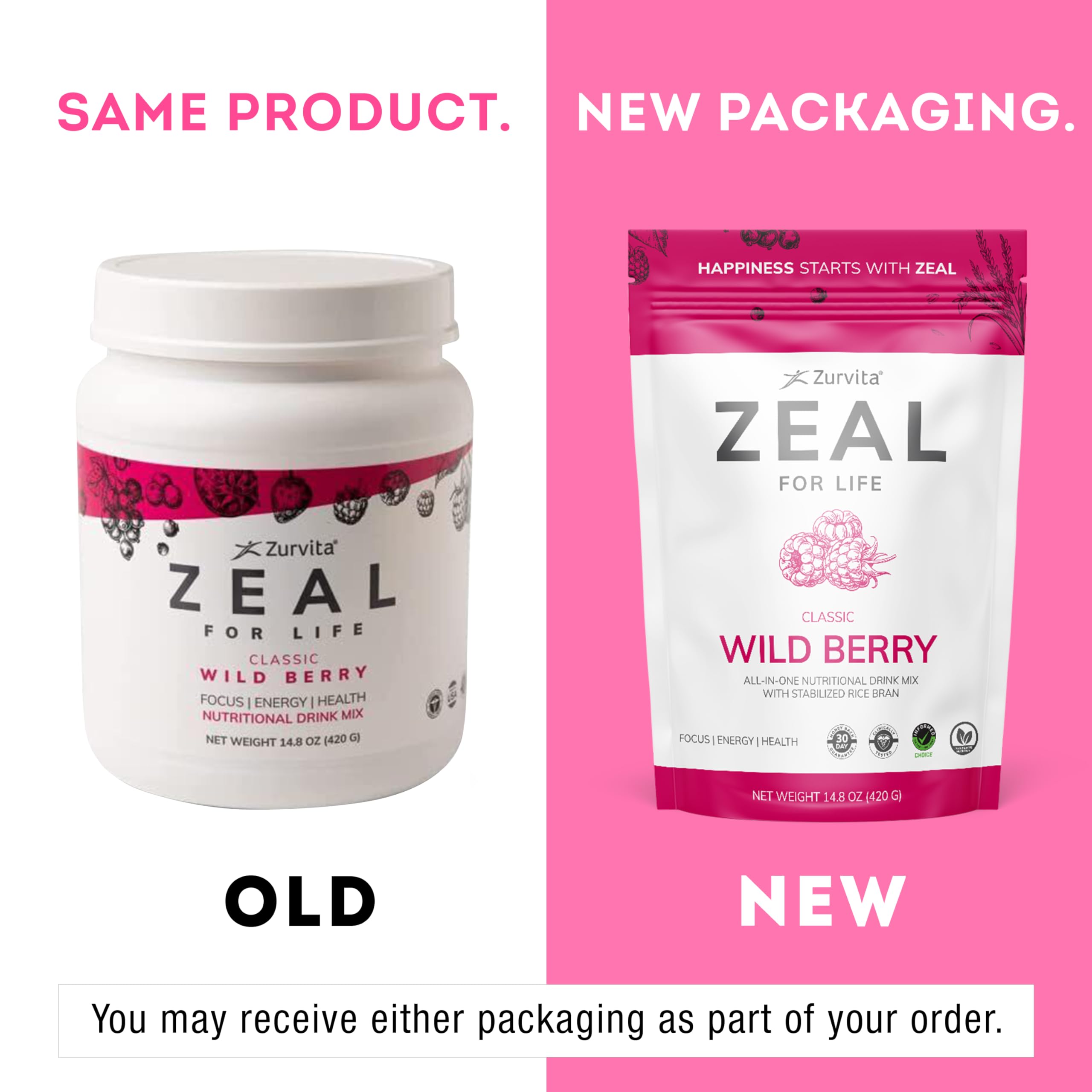 Zurvita Zeal for Life 30-Day Wellness Bag - Wild Berry Flavor (420g) | Premium Nutritional Supplement for Vitality, Immunity & Overall Wellness | Perfect for Daily Energy Boost & Immune Support