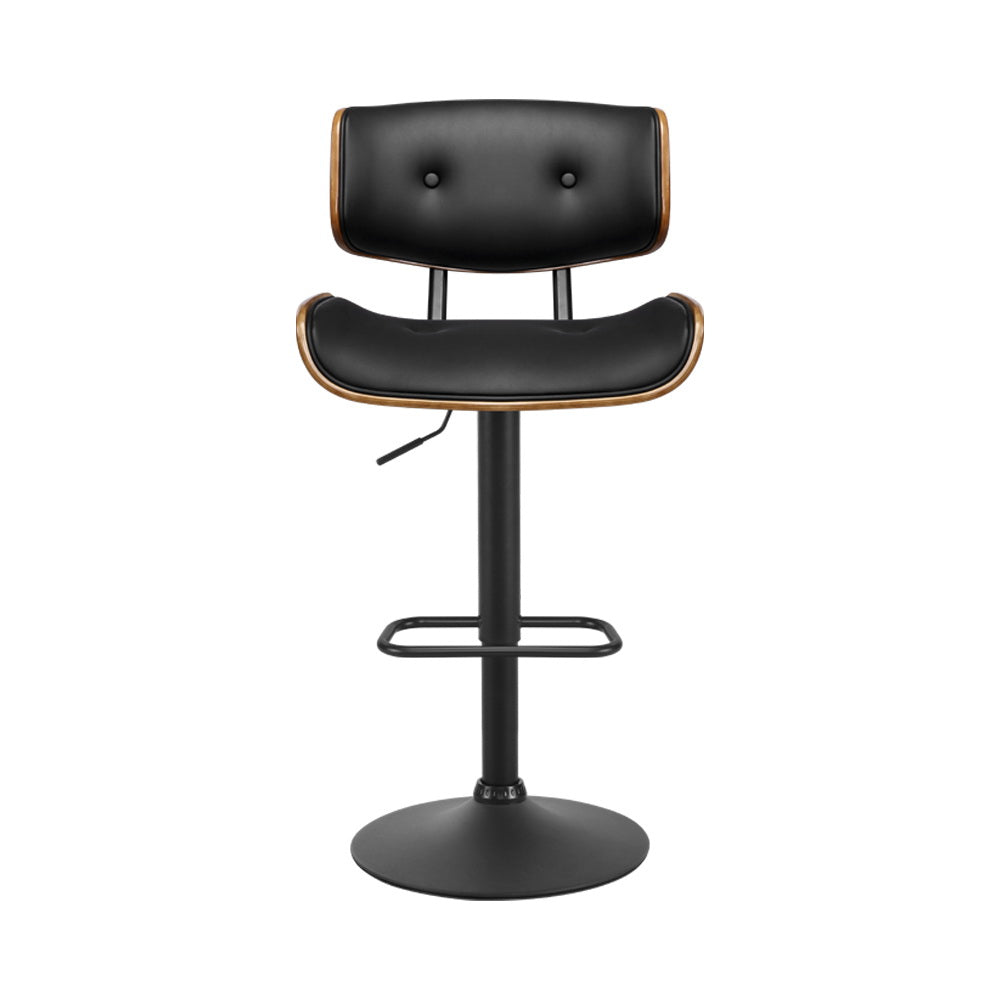 Artiss Set of 4 Black Leather Swivel Bar Stools with Gas Lift - Adjustable Height Kitchen Island Stools for Dining Room, Breakfast Bar & Home Decor
