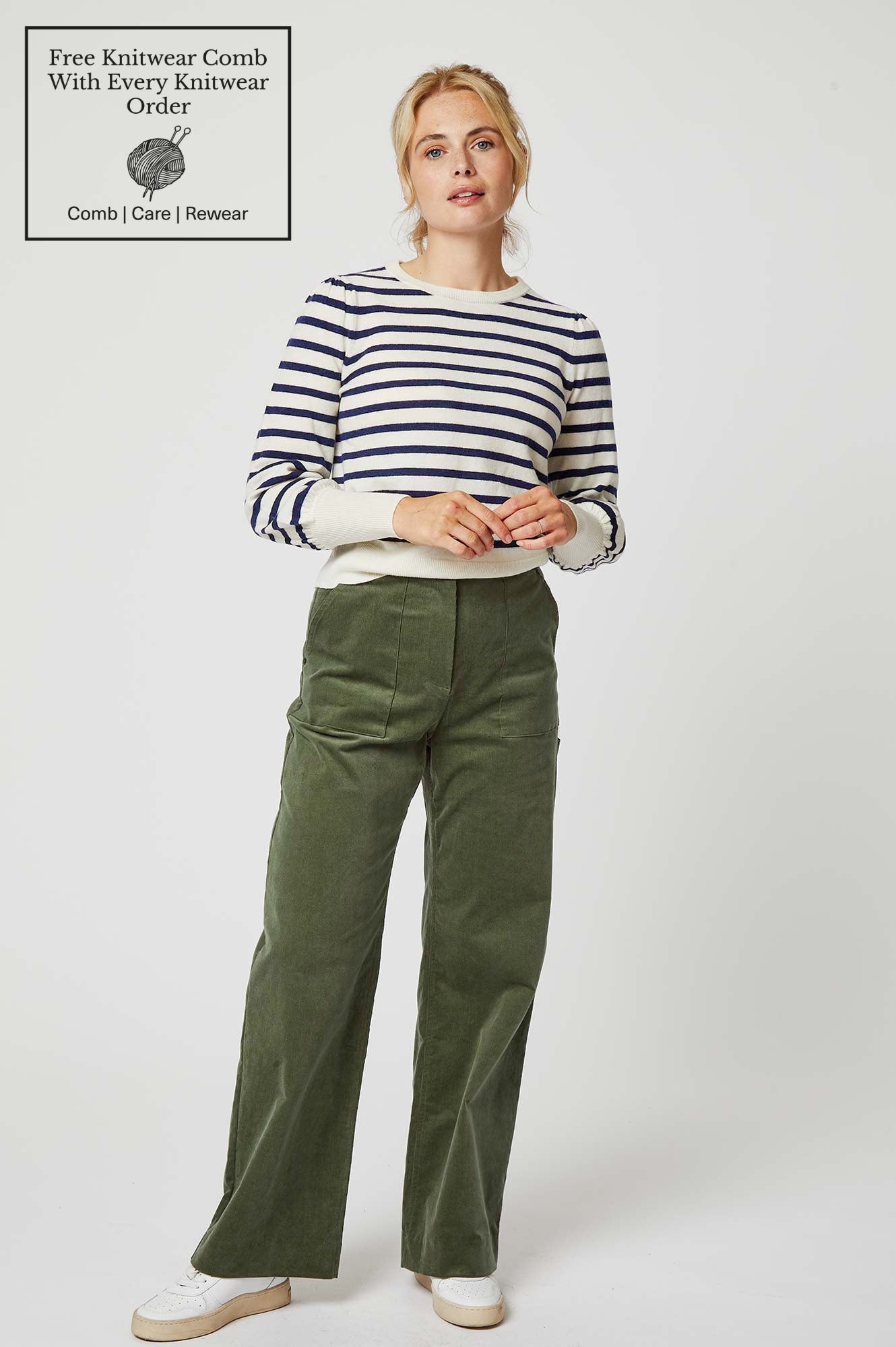Premium Merino Wool Striped Crew Neck Sweater for Men & Women | Soft Warm Winter Pullover | Cream & Navy Stripes | Casual Office Wear & Outdoor Activities