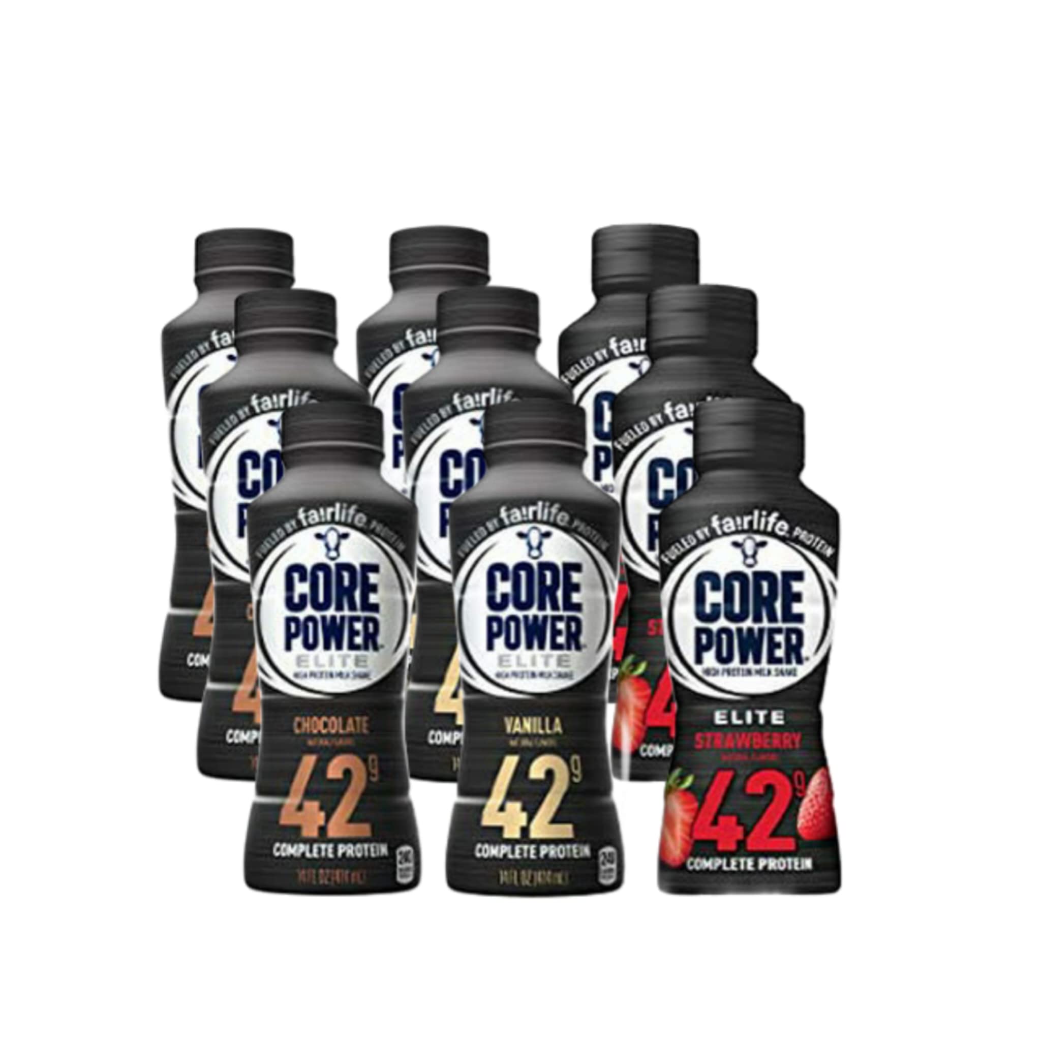 Fairlife Core Power High Protein Milk Shakes - Ready to Drink Protein Shakes (3 Strawberry, 3 Chocolate, 3 Vanilla, 42g) - Post Workout Recovery, Breakfast Replacement & Healthy Snack for Active Lifestyles