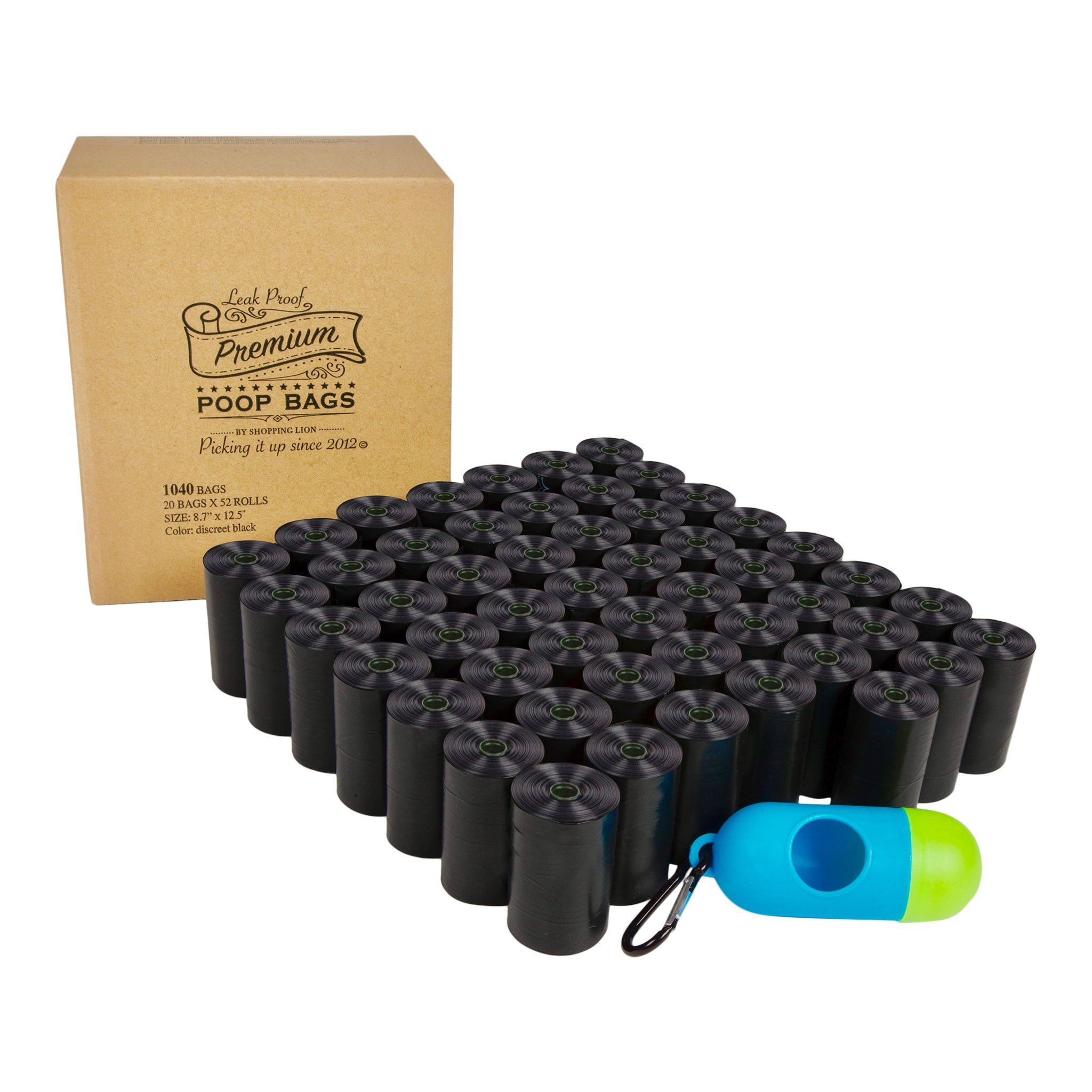 1040 Extra Thick Leak-Proof Dog Poop Bags with Dispenser & Leash Clip | EPI Technology Pet Waste Bags for Small & Large Dogs | Perfect for Walking, Hiking & Park Cleanup