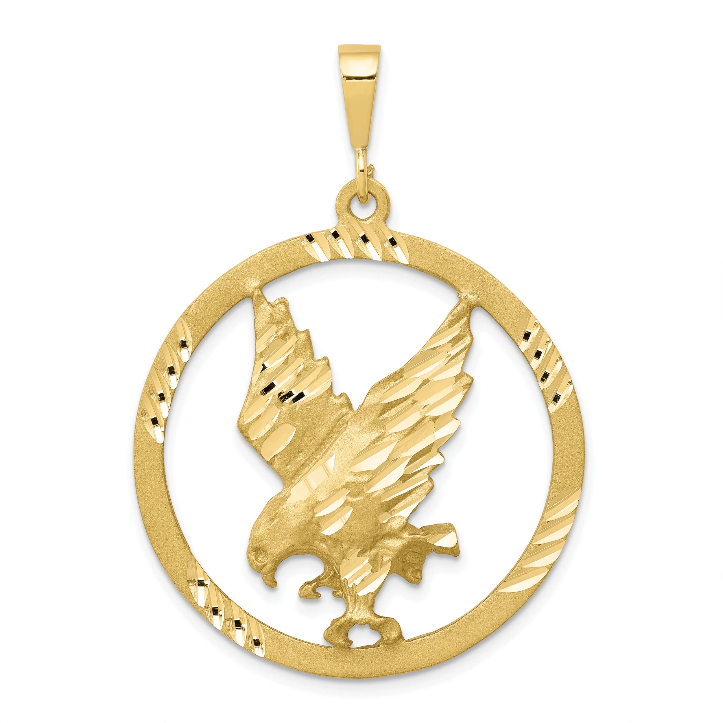 10K Solid Yellow Gold Eagle Pendant in Frame - Elegant Jewelry Gift for Women, Men - Perfect for Necklaces, Chains & Special Occasions