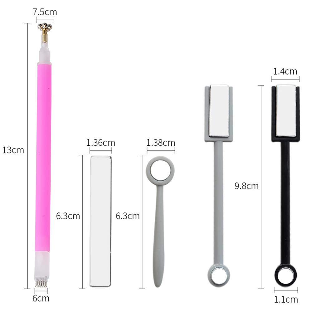 5-Piece Magnetic Nail Art Kit - Magnet Stick, Pen & Plates for 3D Cat Eye Gel Polish | DIY Manicure Tools for Professional Salon & Home Nail Designs