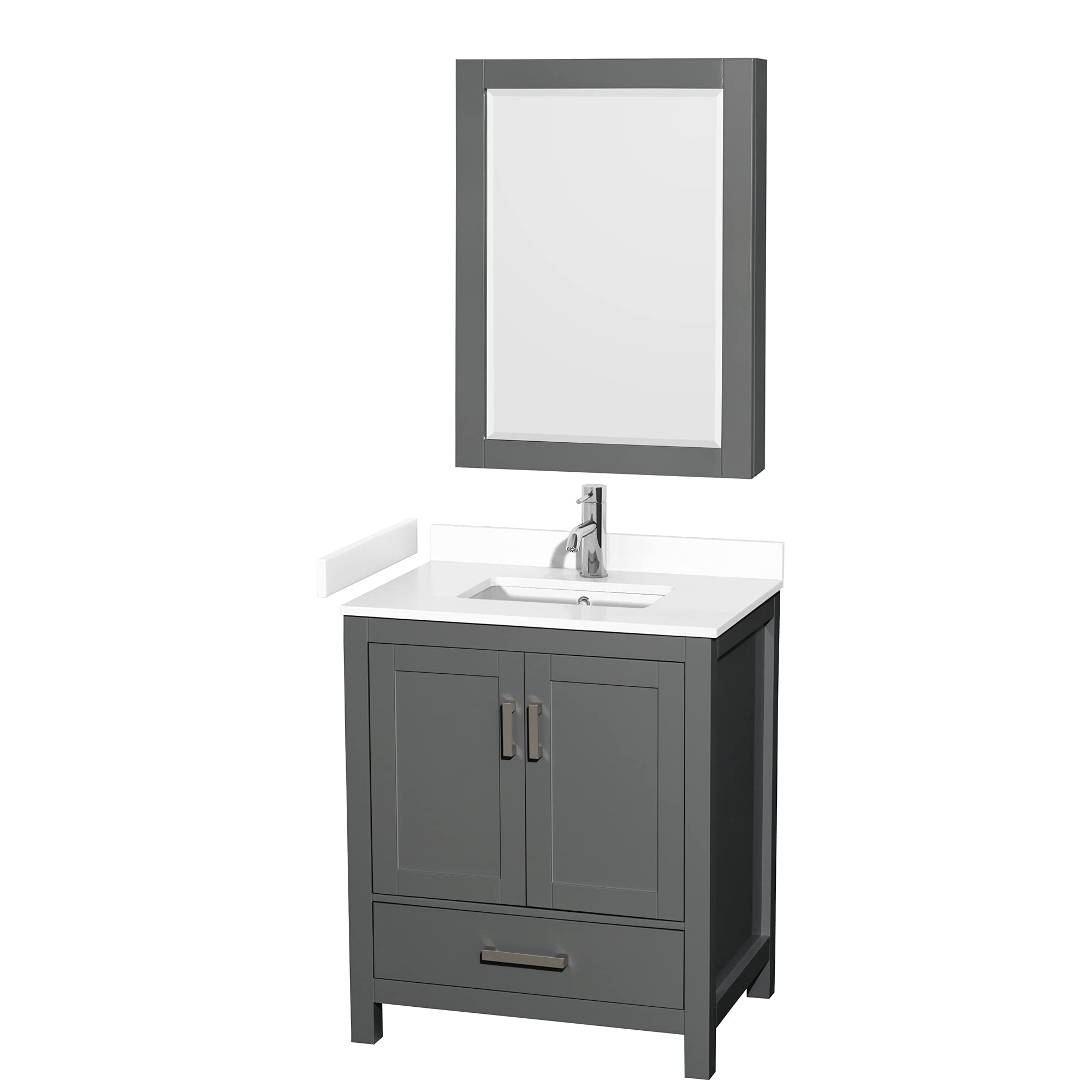 Wyndham Collection WCS141430SKGWCUNSMED Sheffield Vanity Set - Dark Gray Bathroom Vanity with Sink for Modern Home Decor | Perfect for Small Bathrooms & Powder Rooms