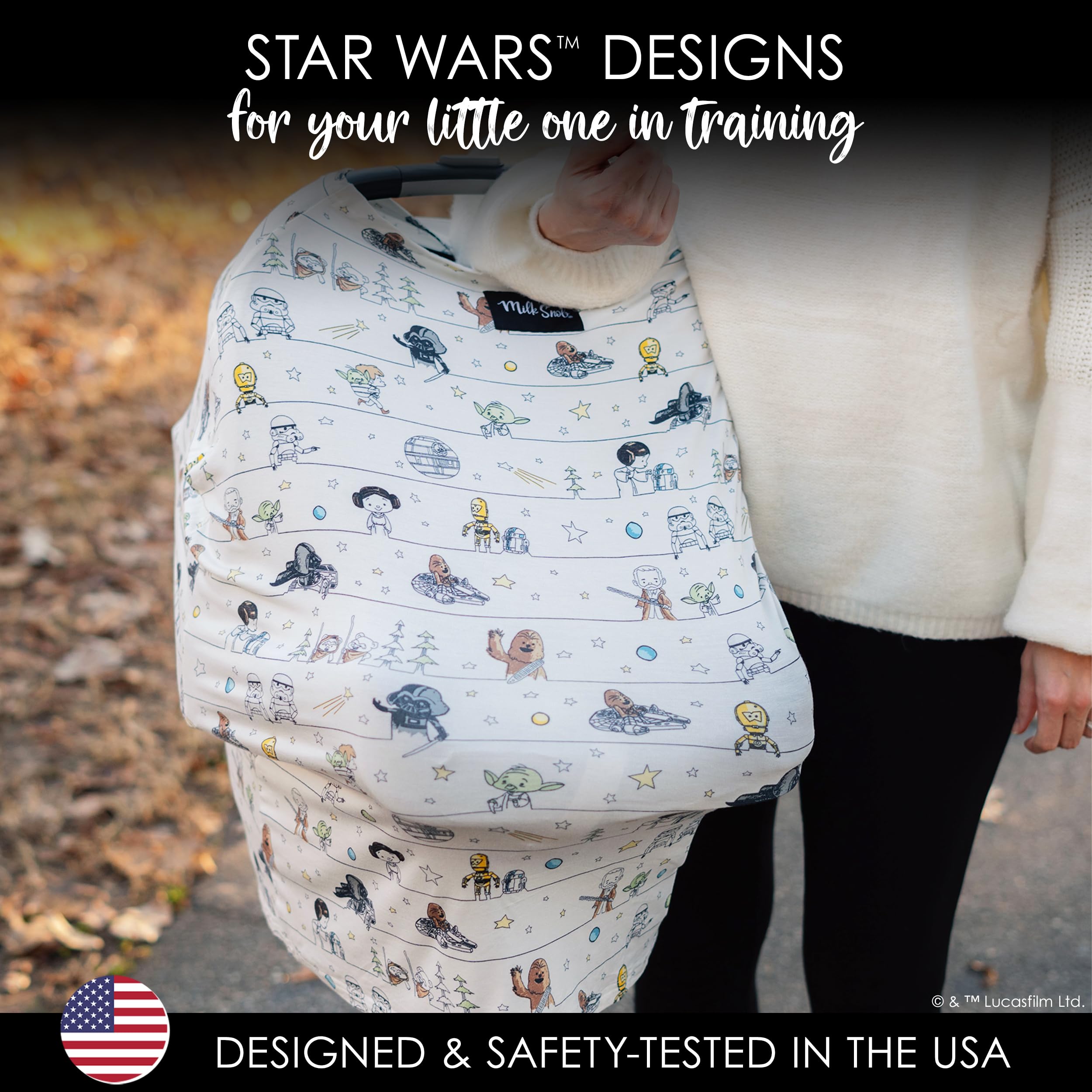 Star Wars Themed 5-in-1 Baby Cover - Nursing Cover, Car Seat Canopy, Stroller Cover, High Chair Cover & Shopping Cart Cover | Premium Breathable Fabric for Newborns & Infants | Perfect for Breastfeeding Privacy, Outings & Travel Accessories