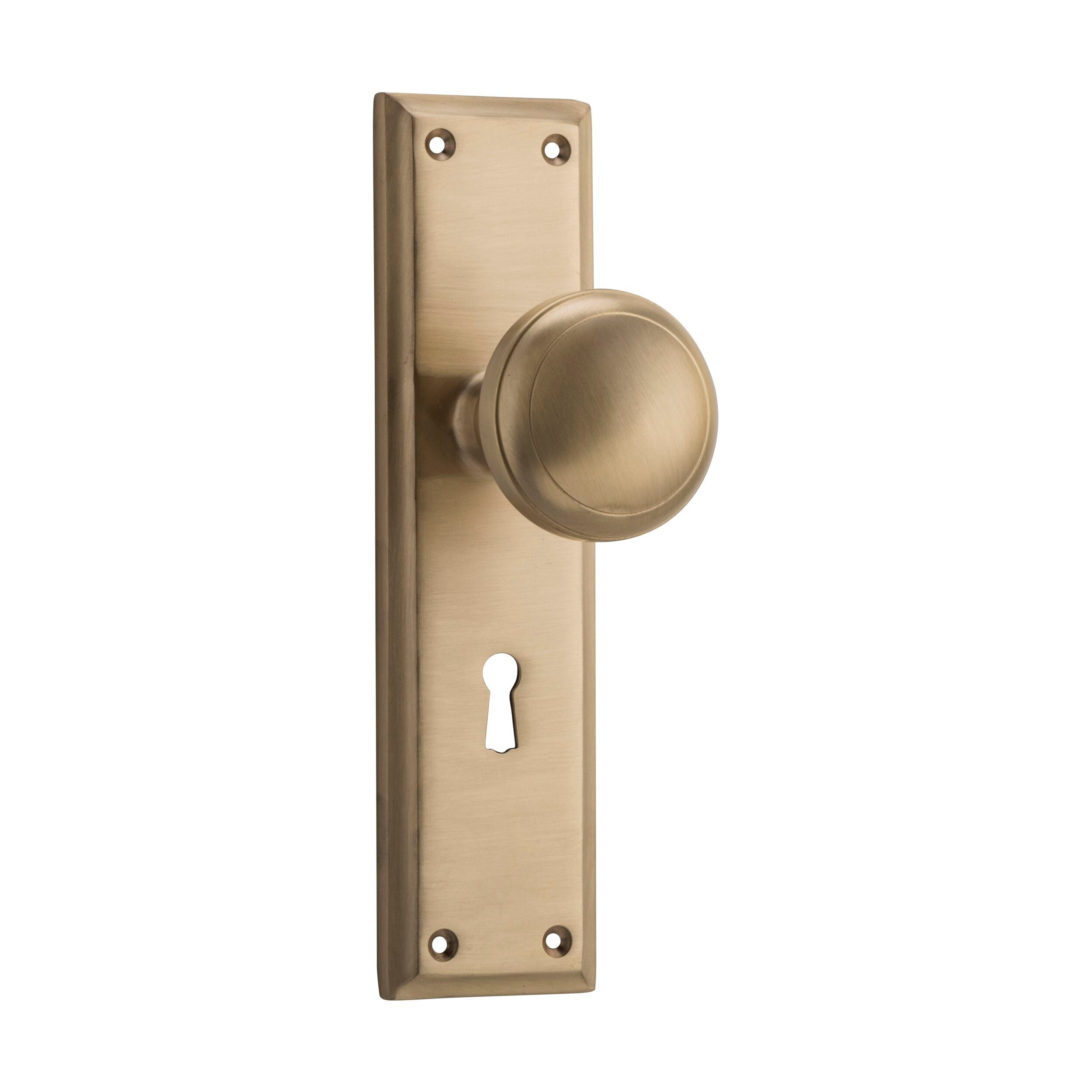 Milton 6647 Satin Brass Door Knob Lock Pair - H200xW50xP73mm - Perfect for Bedroom, Bathroom & Interior Doors