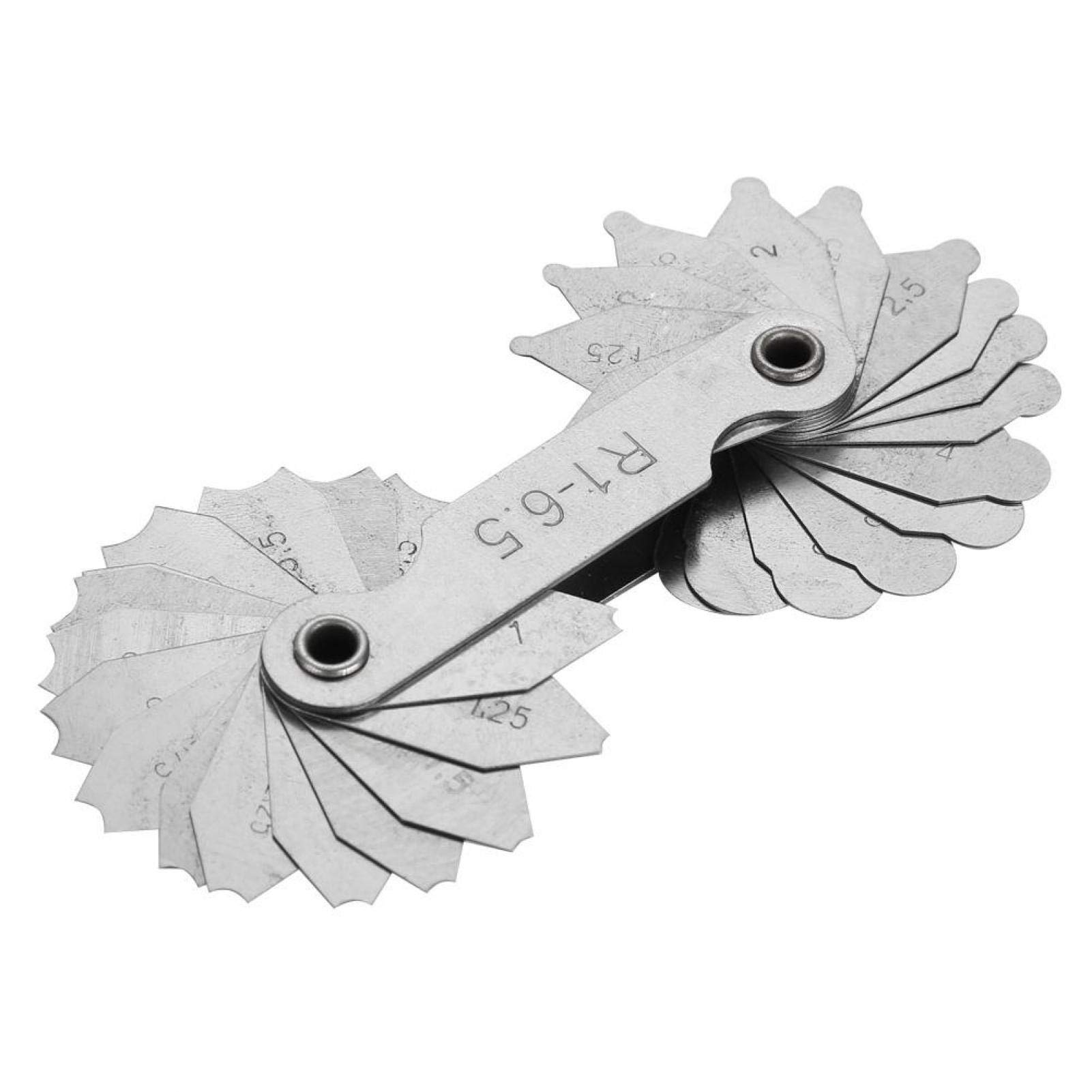 Stainless Steel Radius Gauge Set (R1-6.5MM) - Concave & Convex Measuring Tool for Metric Threads | Portable Metalworking & Machining Measurement Device | Perfect for Engineers, Welders, and DIY Projects