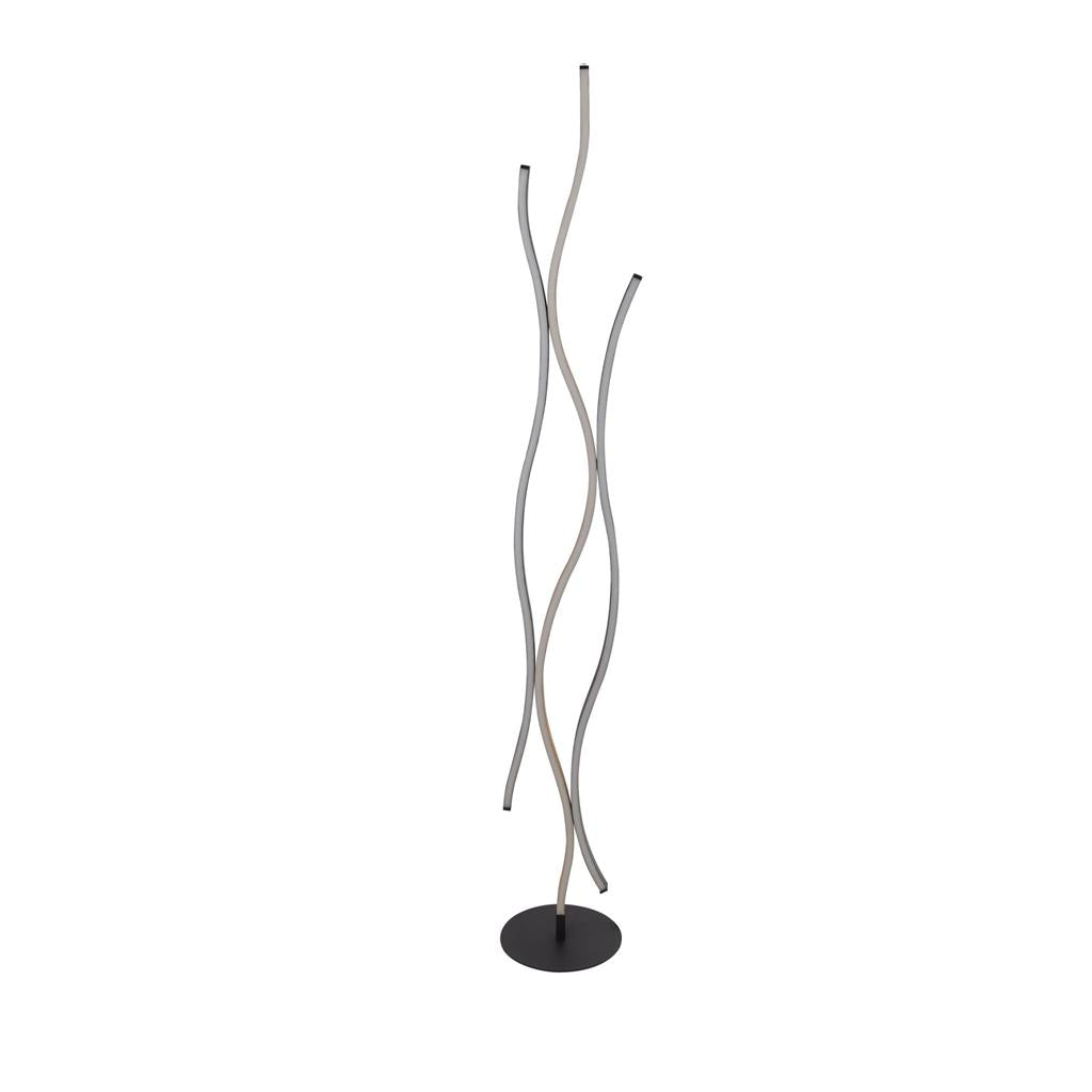 Modern Black Metal & Wood Floor Lamp with Integrated LED Lighting - Perfect for Living Room, Bedroom, or Office Decor