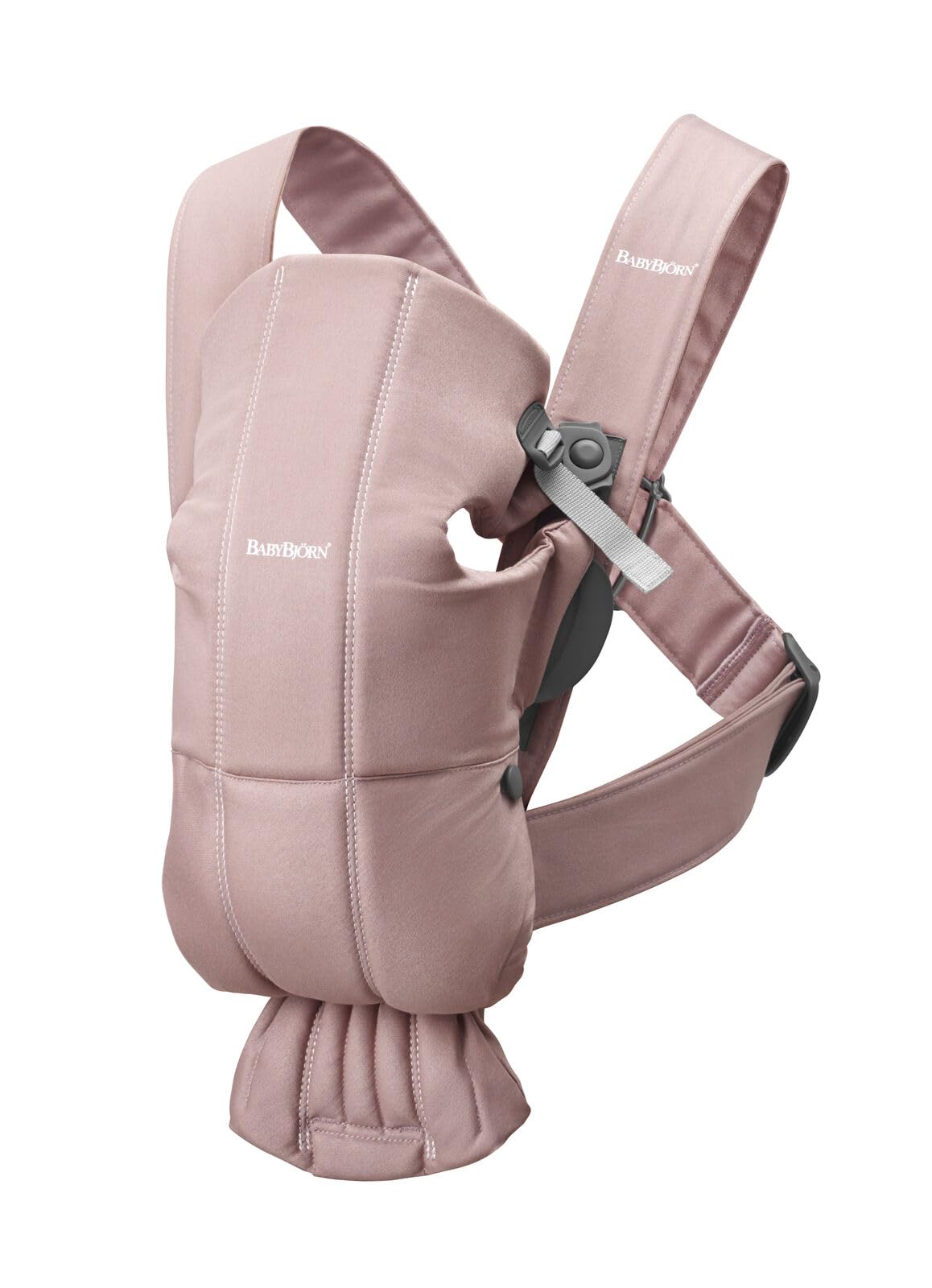 BabyBjörn Baby Carrier Mini - Ergonomic Newborn Carrier for 7-25 lbs | Soft Woven Fabric in Dusty Pink | Easy-to-Use Hands-Free Infant Carrier for Shopping, Hiking & Daily Activities
