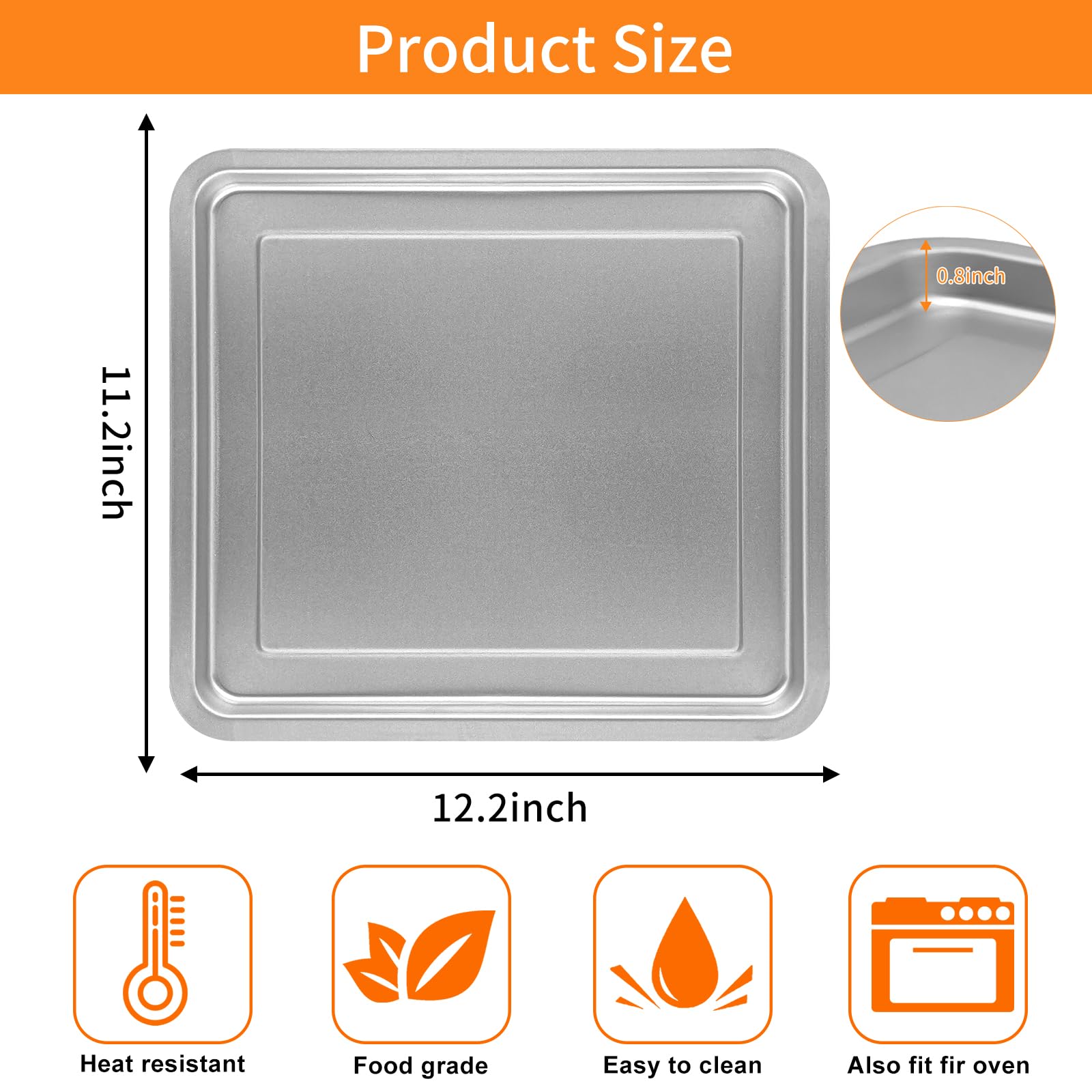 GWY 12.2''×11.2'' Stainless Steel Air Fryer Tray & Grill Pan for Emeril Lagasse 26 QT XL Air Fryer - Replacement Crisper Plate & Rack Accessories - Perfect for Grilling, Roasting & Crisping Chicken, Fries & Vegetables