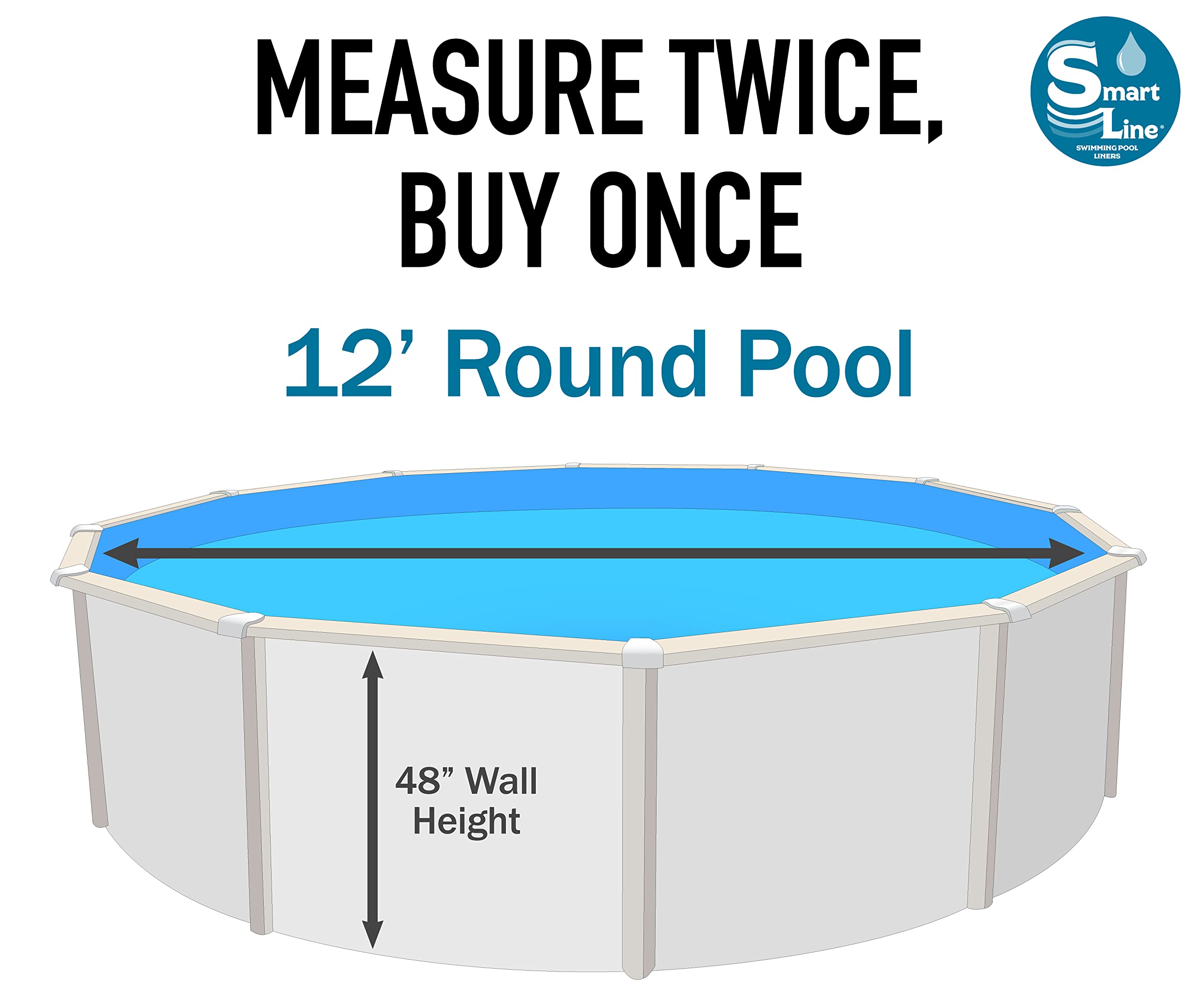 Smartline Mystri Gold 12-Foot Round Pool Liner | UniBead Style Above Ground Pool Liner | 48-Inch Wall Height | 25 Gauge Virgin Vinyl Material | Heavy Duty & Durable | Fits Steel Frame Above Ground Pools | Perfect for Backyard Swimming, Family Fun & Summer Relaxation