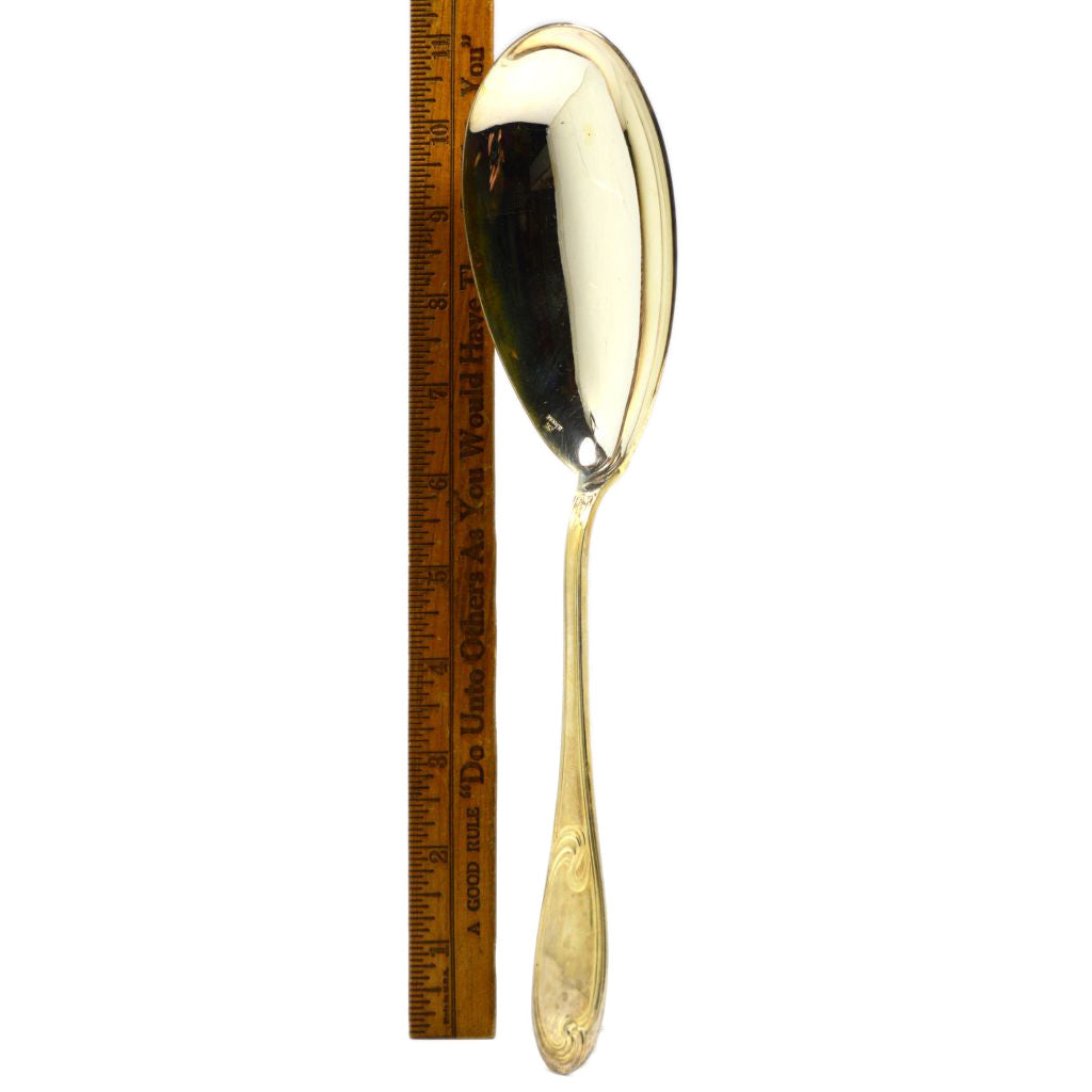 Antique ERCUIS Silver Plated French Oval Serving Spoon with Wave Pattern - Perfect for Elegant Dining, Tea Parties & Vintage Table Settings