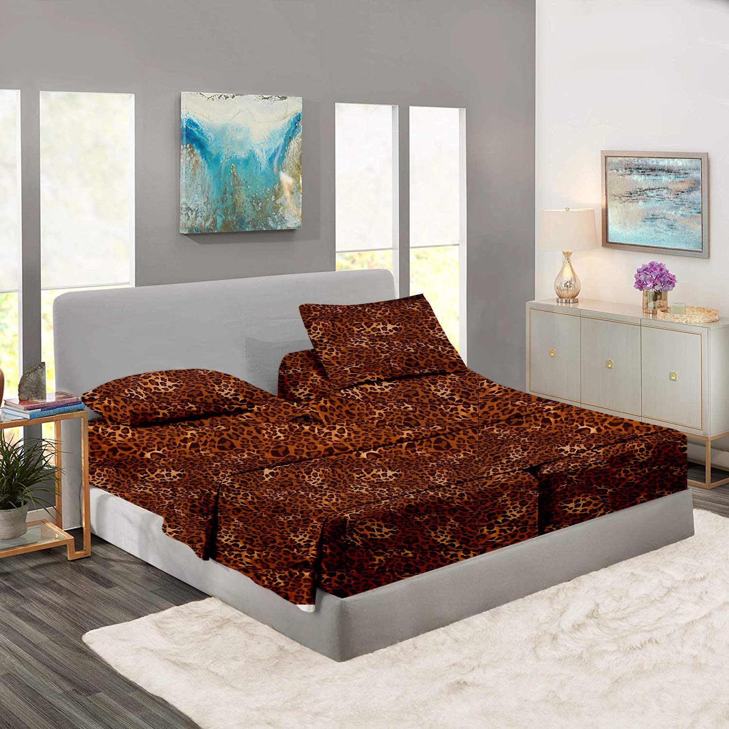 **Split King Sheets Set - 5 Piece 400 Thread Count 100% Egyptian Cotton Bedding for Adjustable Beds, 16