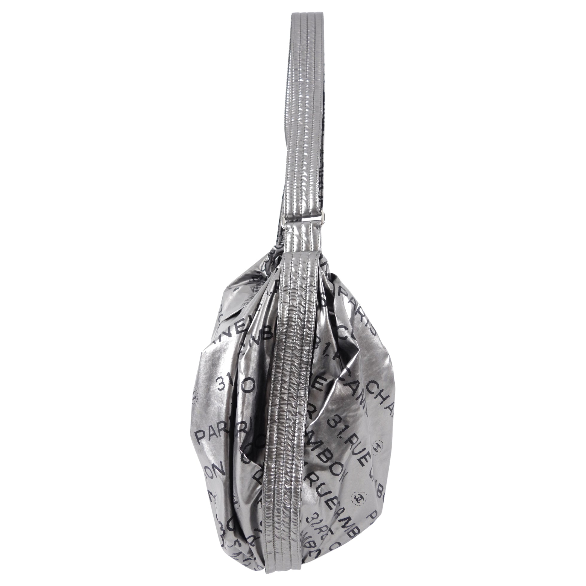 Chanel Silver Unlimited Nylon Hobo Shoulder Bag for Women - Luxury Designer Handbag for Everyday Use, Travel & Shopping
