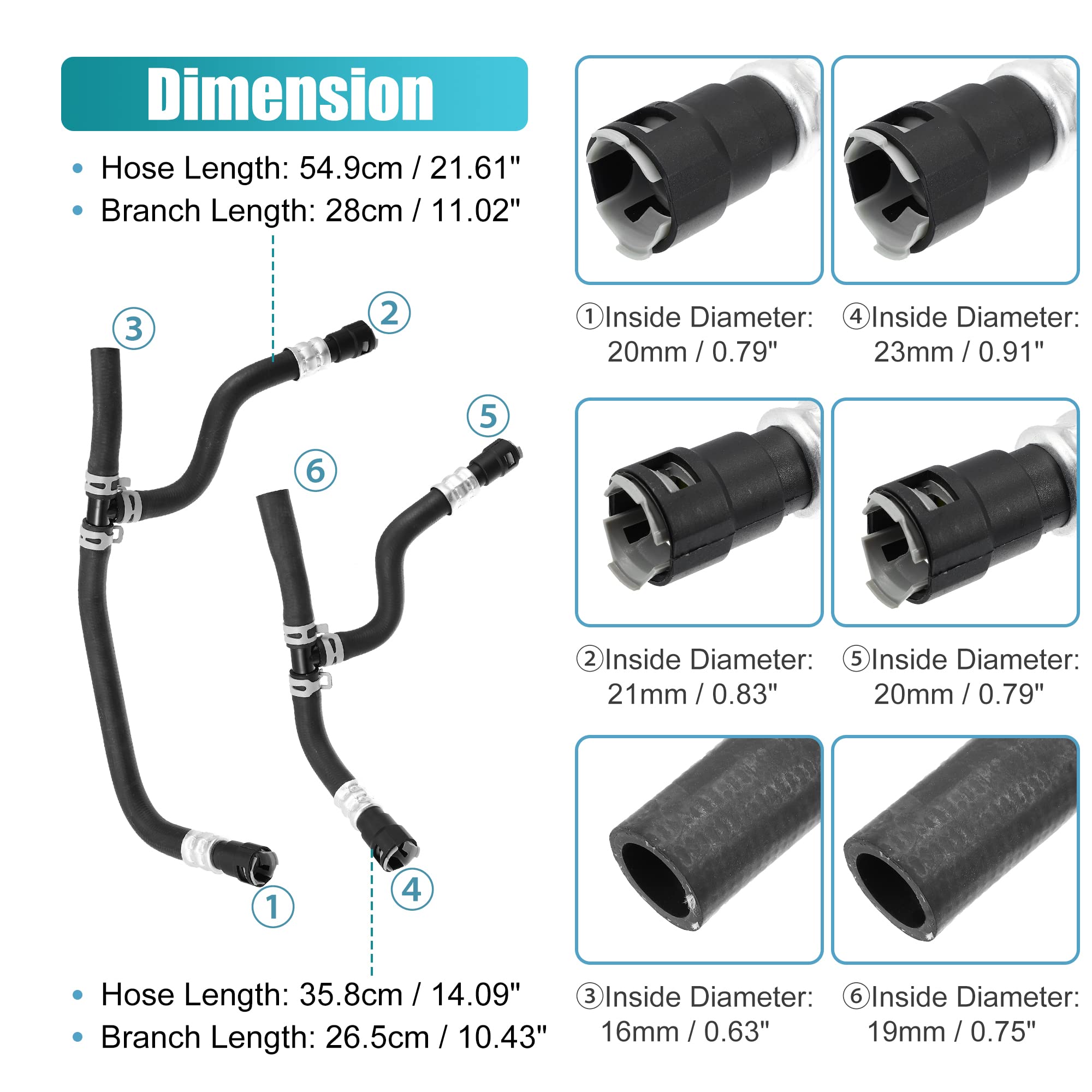 X AUTOHAUX 1 Set HVAC Heater Supply & Return Hose Compatible with Buick Enclave/Chevrolet Traverse/GMC Acadia/Saturn Outlook 2007-2017 - Engine Heater Inlet & Outlet Hose (Part# 20765678, 25862088) - Perfect for Cooling System Maintenance & Repair