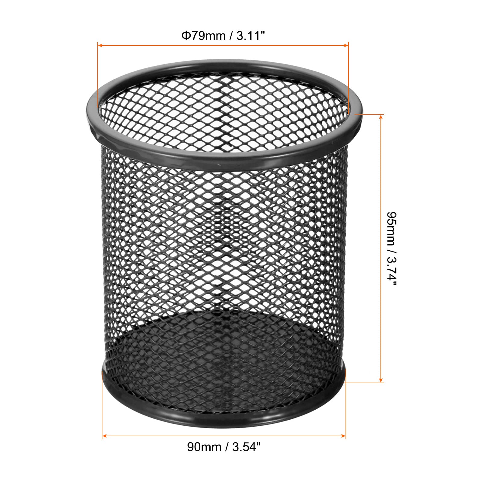 PATIKIL Mesh Pen Holder Organizer - Black Round Pencil Cup for Desk, Locker & Makeup Brushes | Office, School & Vanity Storage Solution