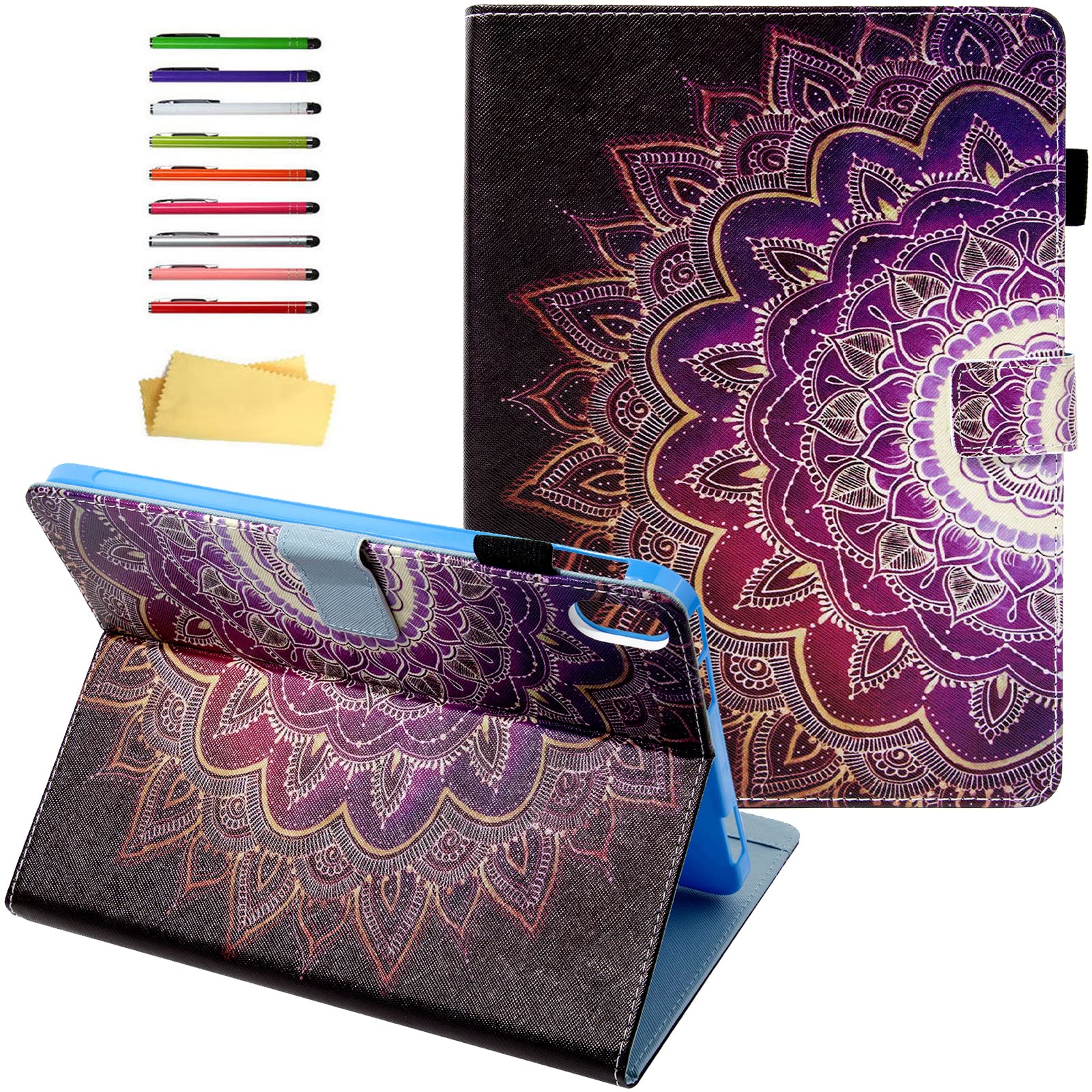 2025 iPad 11th Gen (A16) 11-inch & 2022 iPad 10th Gen 10.9-inch Case - UUcovers Multi-Angle Stand Cover with Apple Pencil Holder, Storage Pocket & Auto Wake/Sleep | Purple Mandala Flower Design - Perfect for Work, Study & Travel