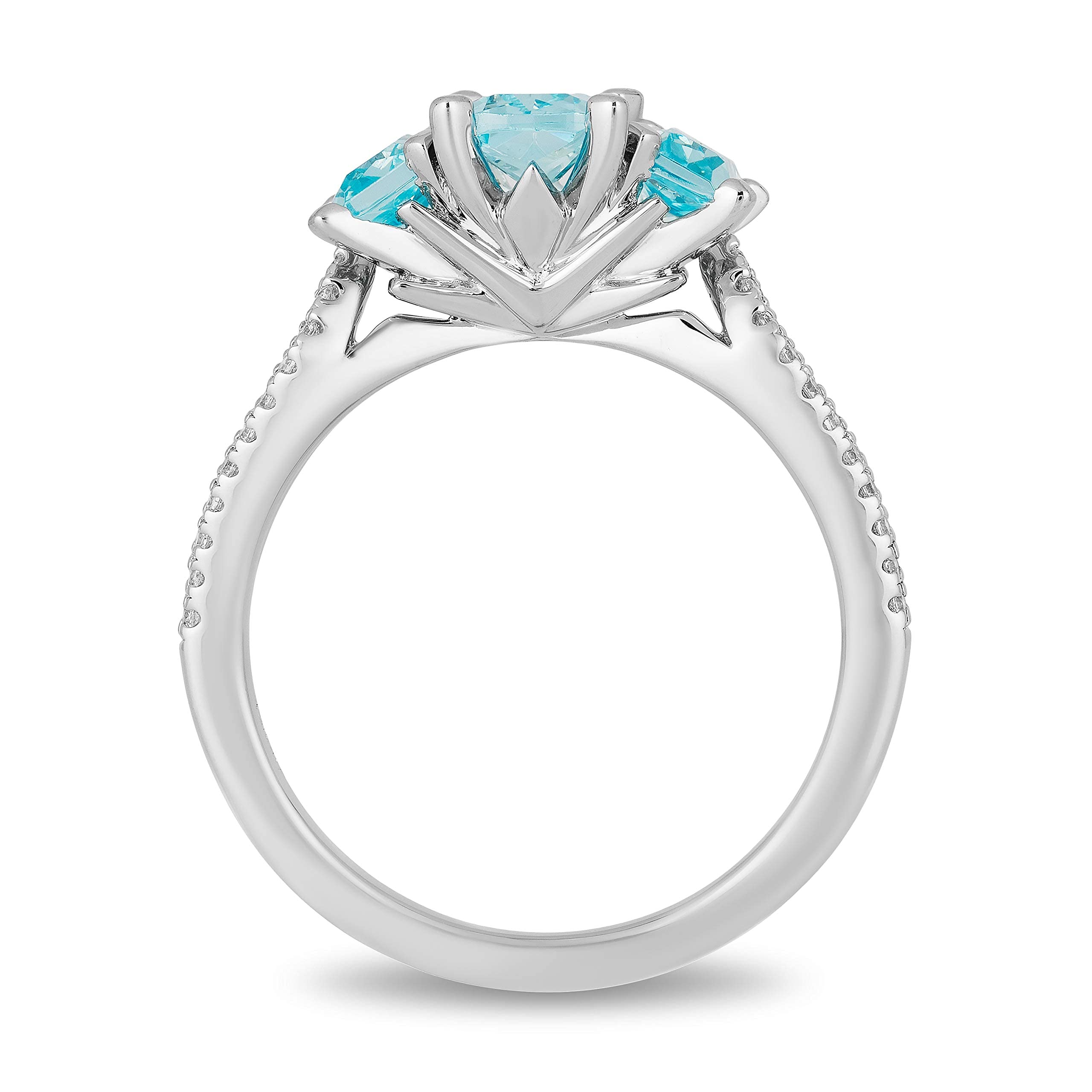 Enchanted Disney Elsa Sterling Silver Ring with 1/8 Cttw Diamond & Sky Blue Topaz - Elegant Jewelry for Women, Perfect for Birthday Gifts, Anniversary, and Disney Princess Fans