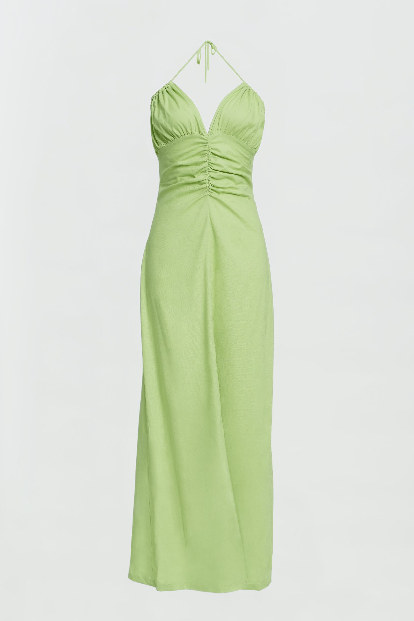 Dani Linen Halter Dress in Lime Green - Summer Beach Wear, Casual Outfit & Vacation Dress for Women