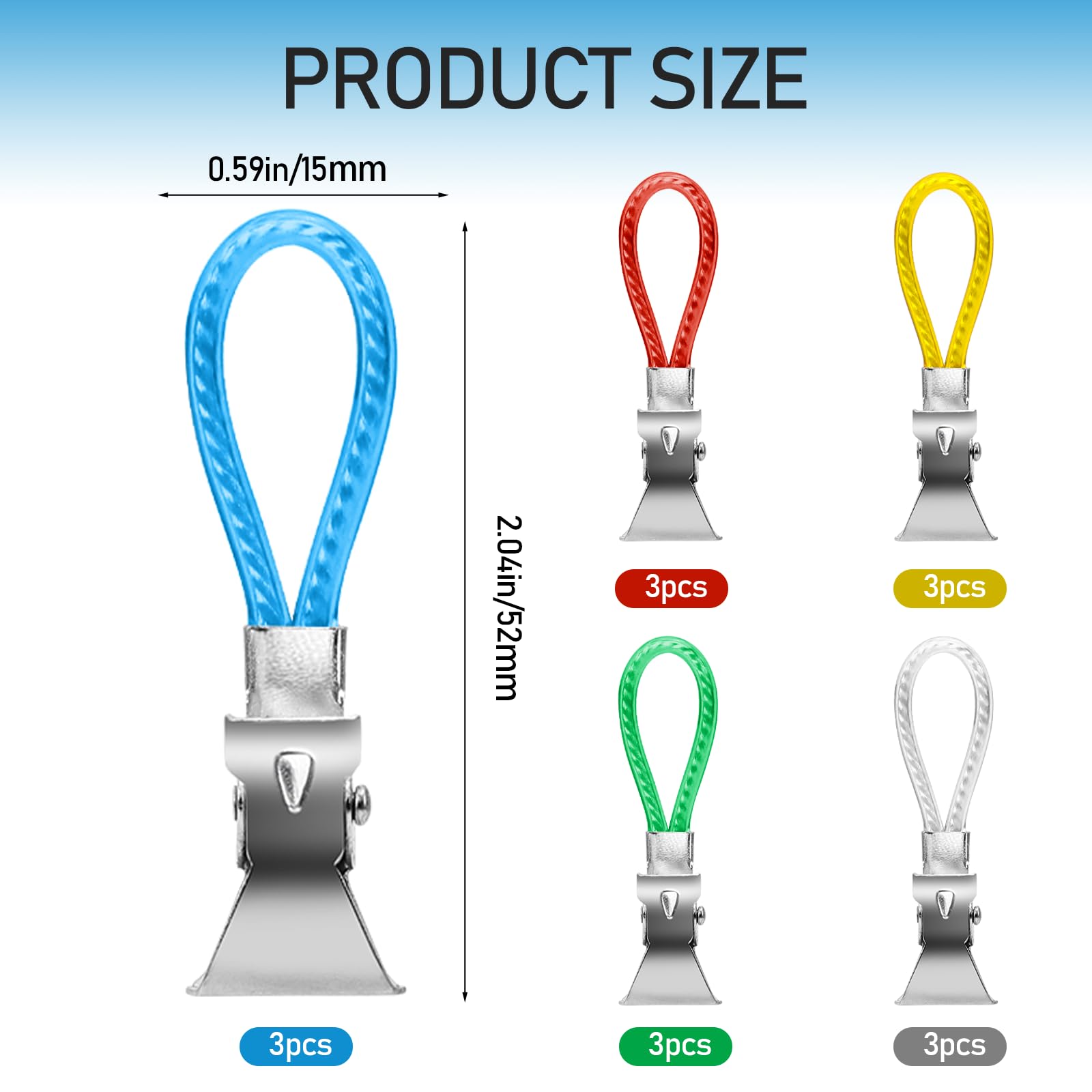 Mozeat Lens Towel Clips - 4 Pack Hanging Towel Clips with Loop for Kitchen, Bathroom, Cupboard - Durable Stainless Steel Tea Towel Hooks for Home Organization (Perfect for Hanging Dish Towels, Hand Towels, and Aprons)