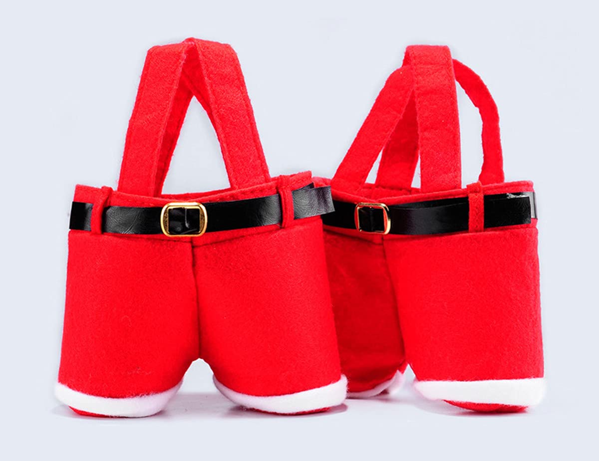 Festive Santa Pants Style Wine & Candy Bag - Christmas Party Decor, Holiday Gift Exchange, Wedding Favors, Xmas Stocking Stuffer (Large, 2-Pack) - Perfect for Secret Santa, Office Celebrations & Family Gatherings