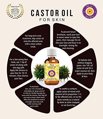 Pure Cold-Pressed Castor Oil (Ricinus communis) 100ml - Natural Therapeutic Grade with Glass Dropper for Hair Growth, Eyelash Enhancement & Skin Care