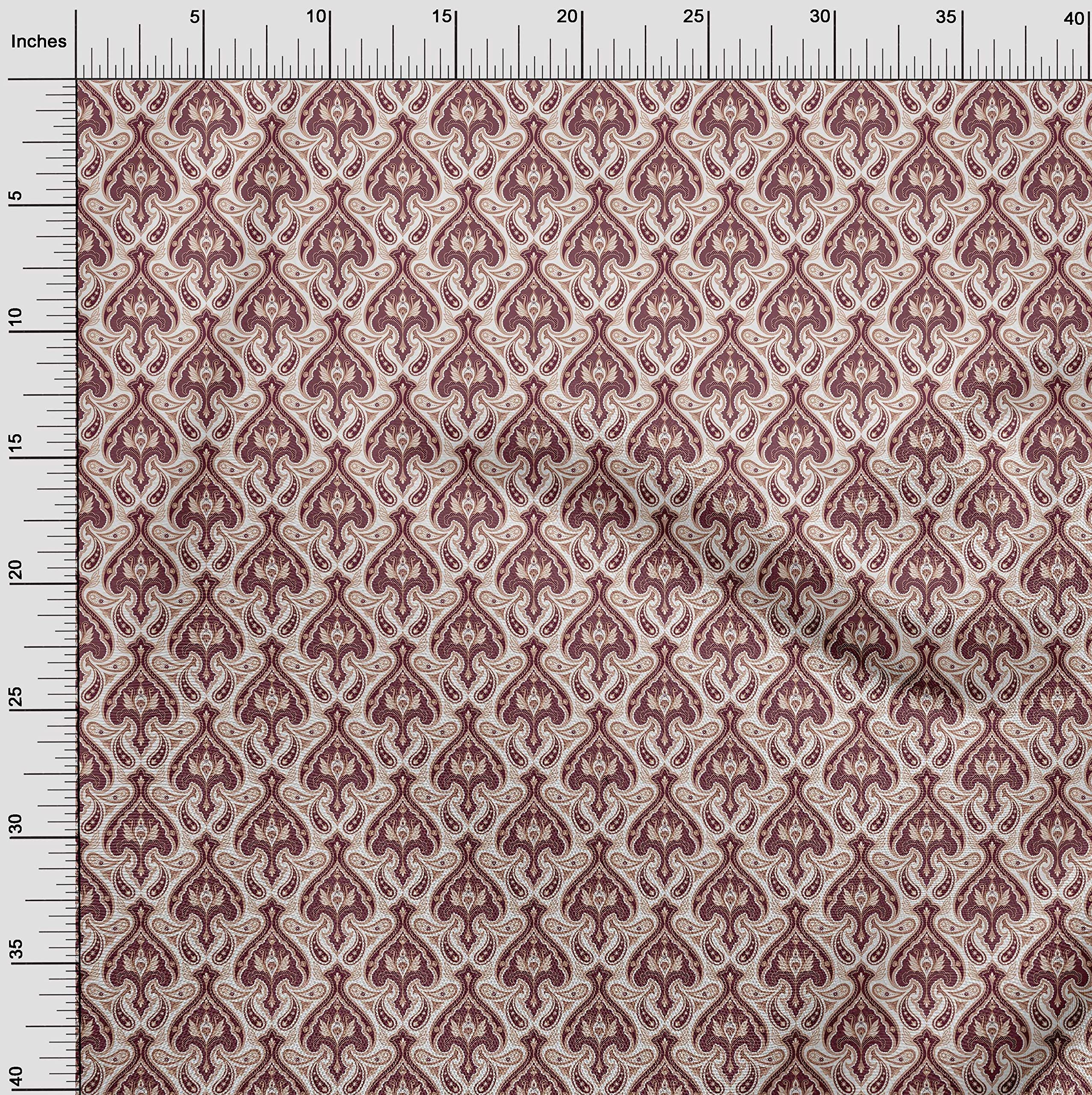 Premium Silk Tabby Maroon Fabric by The Yard - 42 Inch Wide Printed DIY Sewing Material for Asian-Inspired Clothing, Dresses & Home Decor Projects
