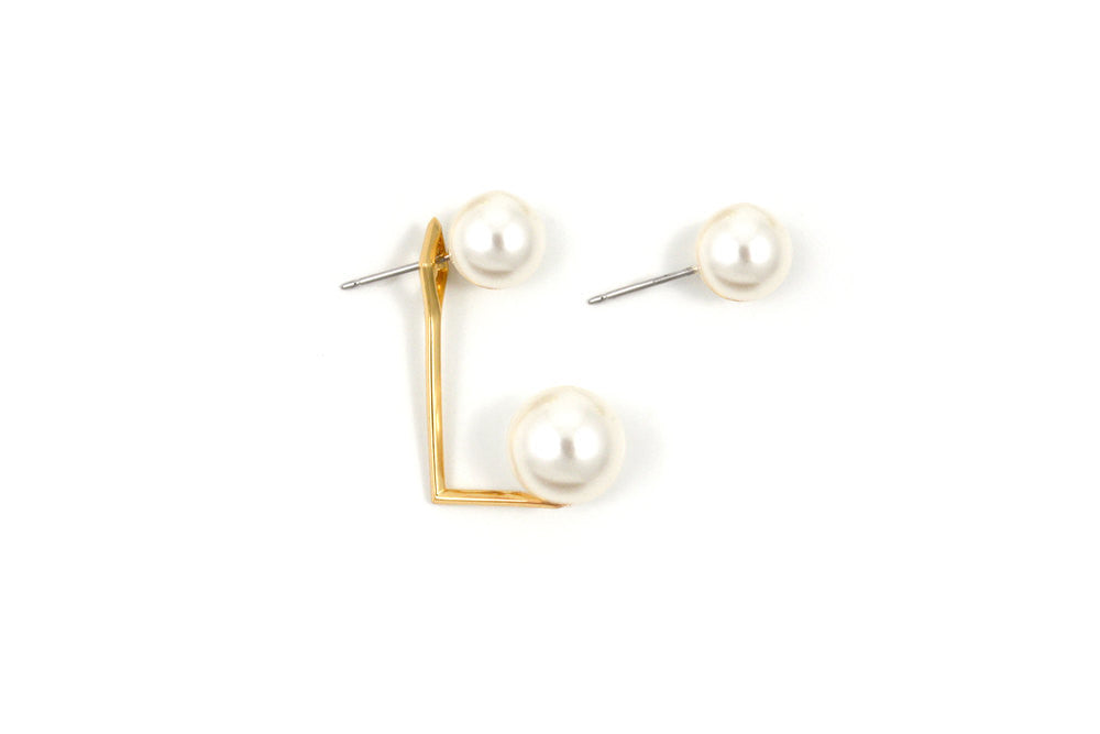 Elegant Floating Pearl Stud Earrings in Gold - Perfect for Weddings, Parties & Everyday Wear