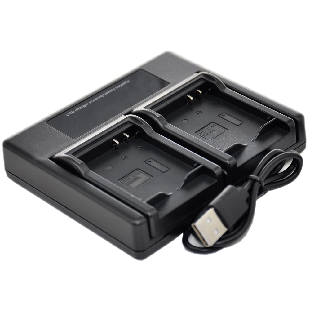 Dual USB Battery Charger for Sony NP-FM30 NP-FM50 NP-FM51 NP-FM55H NP-FM70 NP-FM71 NP-FM90 NP-QM51 NP-QM70 NP-QM71 NP-QM71D NP-QM91 NP-QM91D - Compatible with Sony DSC Cameras & Camcorders - Perfect for Travel, Vlogging, and Professional Photography