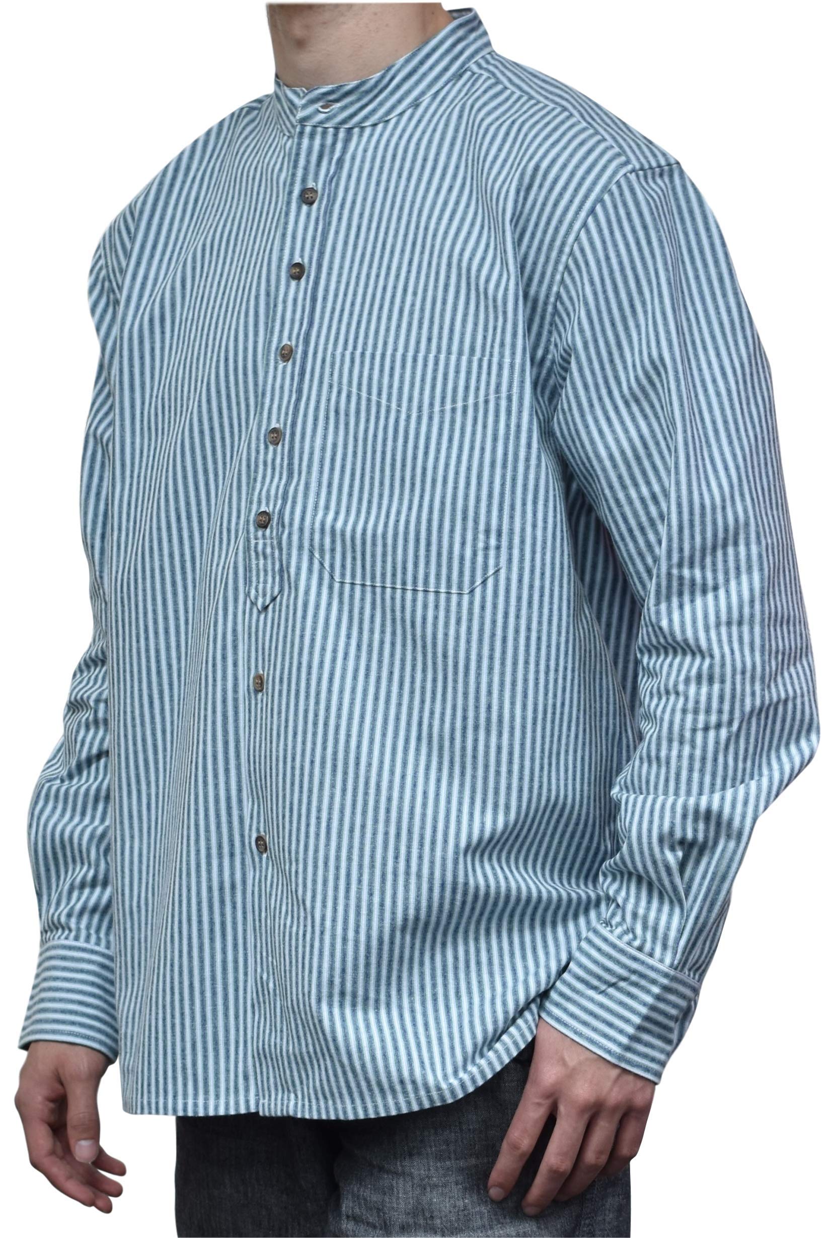 Vintage Style Grandfather Shirt for Men - 100% Cotton Casual Button Down Shirt - Perfect for Retro Outfits, Western Style, and Everyday Wear