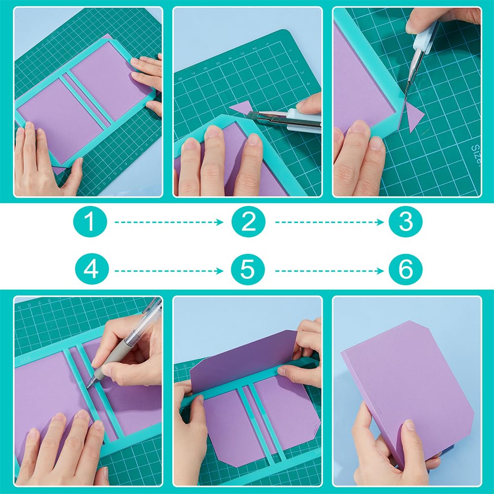 BENECREAT 3Pcs Mini Bookbinding Kit - Acrylic Sticky Notes Guide, Stencil Template & Ruler for DIY Notebook, Journal, Scrapbooking - Perfect for Handmade Books, Planners & Craft Projects