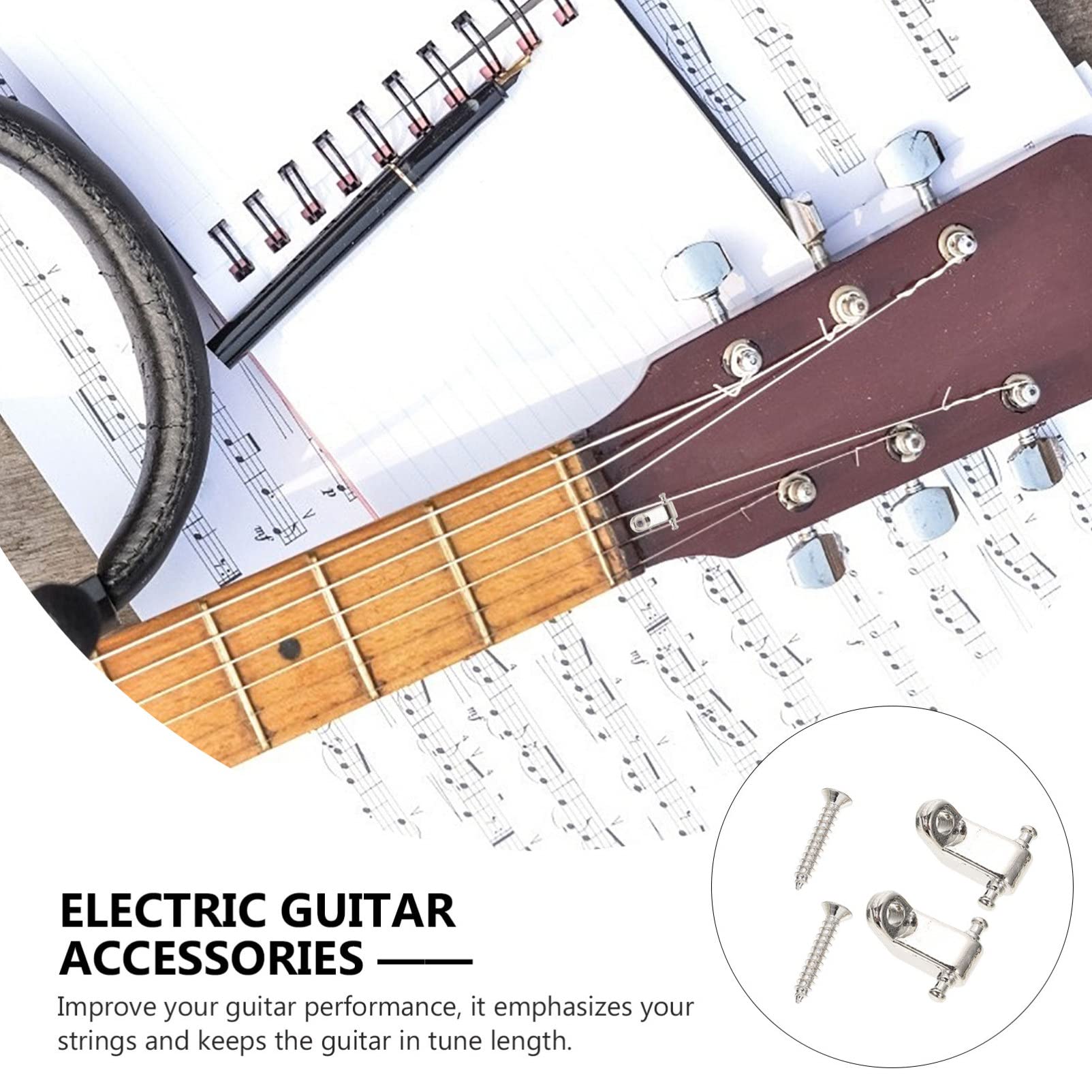 ERINGOGO 2-Pack Silver Electric Guitar String Retainers - Premium Roller String Guides for Smooth Tuning Stability | Perfect for Electric Guitar Upgrades & DIY Repairs