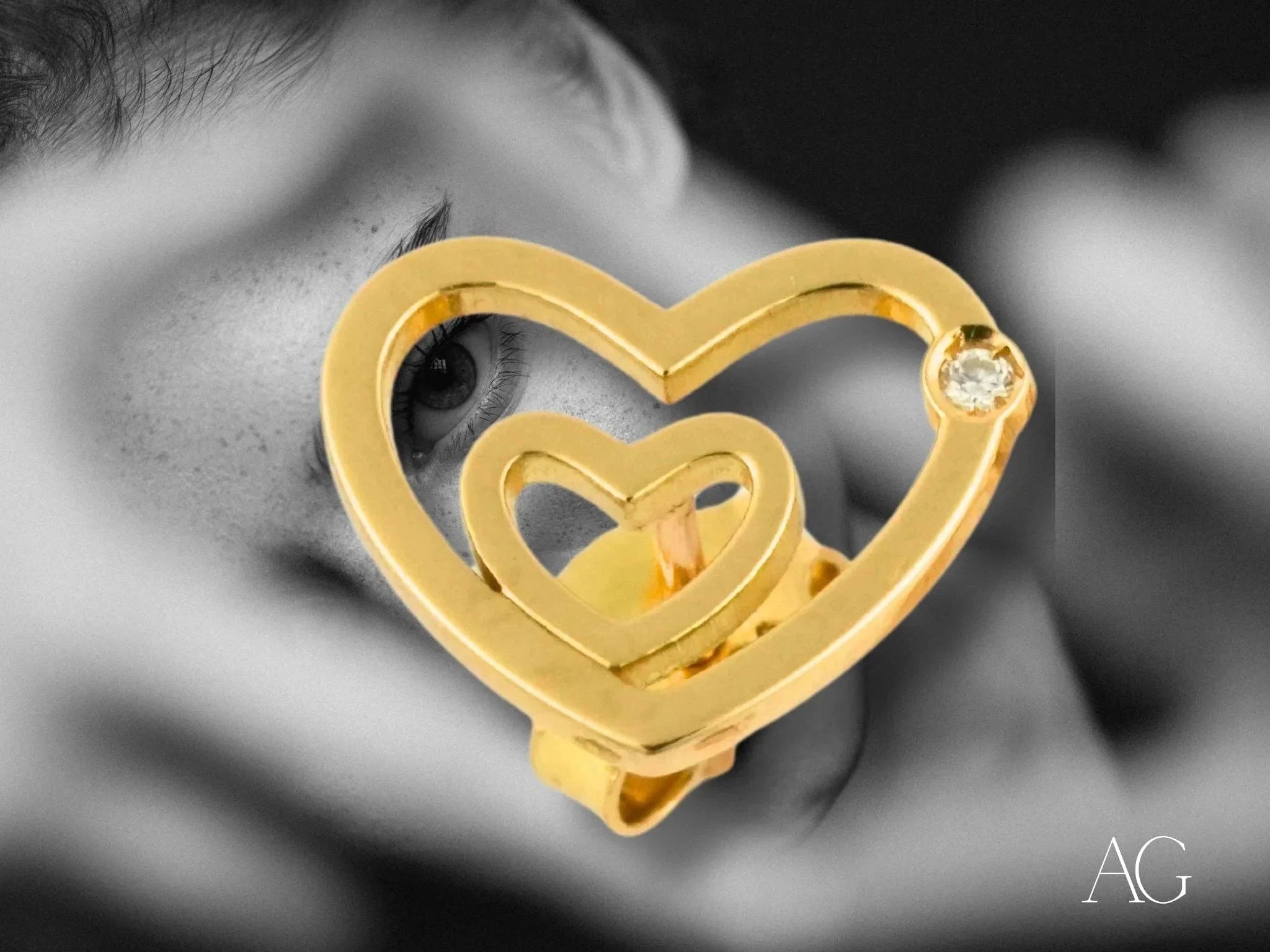 4H's Collection 14K Gold Heart Earrings with Genuine Diamonds – Perfect for Valentine's Day Gifts, Anniversary Presents & Romantic Date Nights