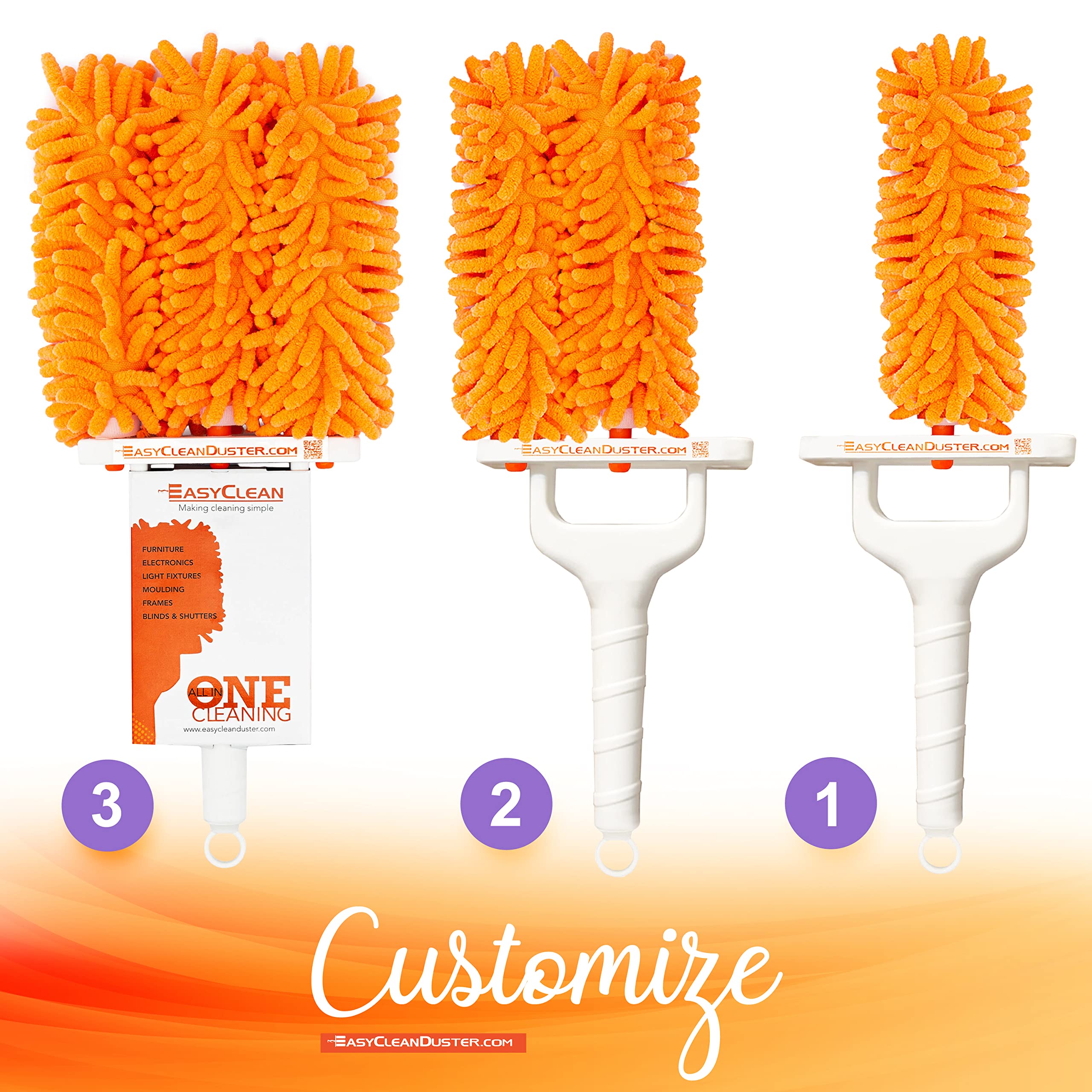 Premium Microfiber Duster for Blinds & Baseboards - Multi-Surface Cleaning Tool with Extendable Handle - Dust & Allergen Removal for Windows, Ceiling Fans & Hard-to-Reach Areas - Perfect for Home, Office & Car Cleaning