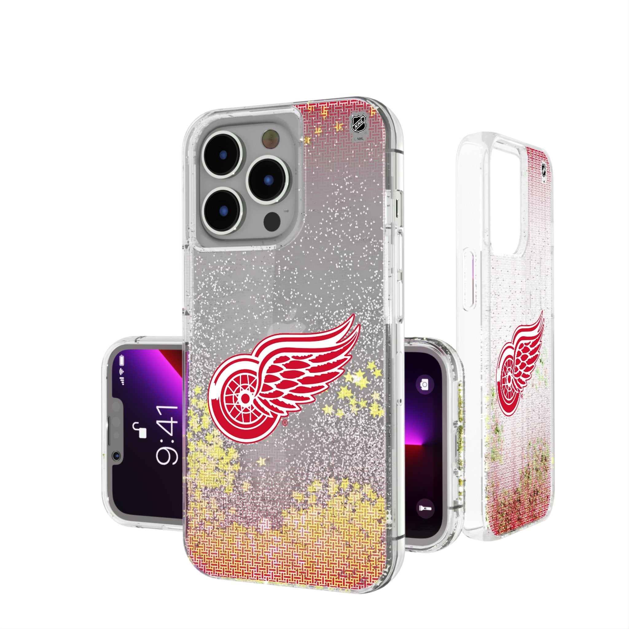 Detroit Red Wings Glitter Phone Case for iPhone & Samsung - Durable Linen Texture Design - Perfect for Hockey Fans & Game Day Accessories