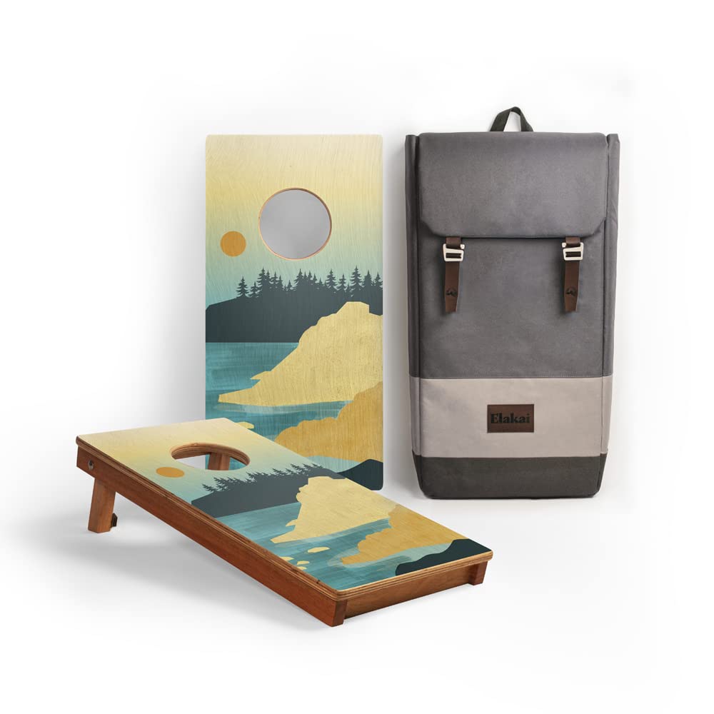 Premium Elakai National Parks Series Cornhole Boards Set - 1x2 Size with Carry Case Backpack for Outdoor Games, Camping, Tailgating & Backyard Fun