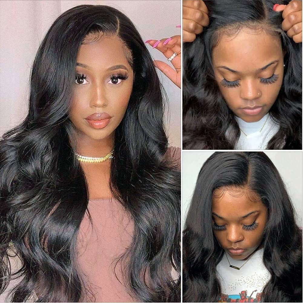 13x4 Lace Front Wigs Human Hair - Pre Plucked Body Wave with Baby Hair | 100% Brazilian Virgin Hair Wigs for Black Women | 150% Density Natural Color (24 Inch) | Perfect for Daily Wear, Cosplay & Special Occasions