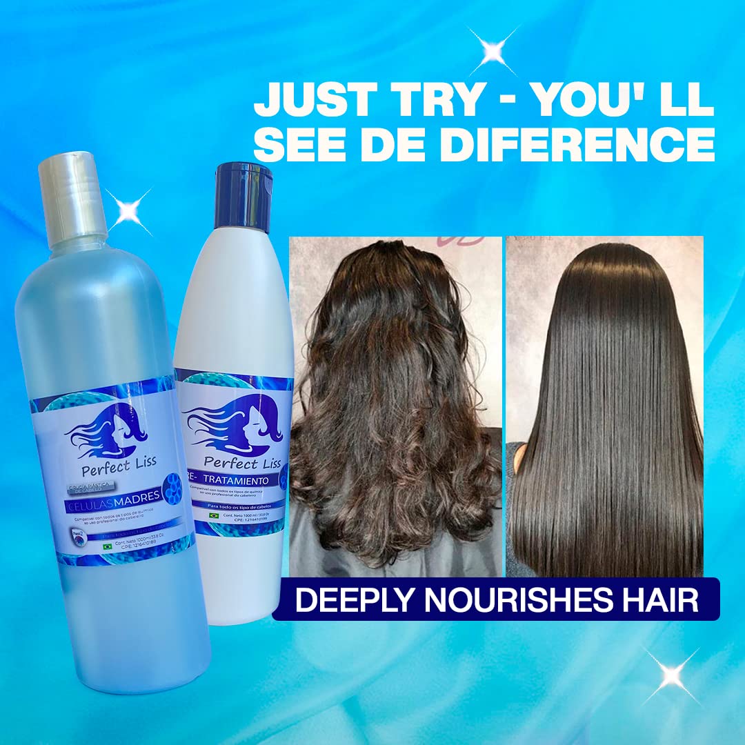 Professional Keratin Hair Straightening Treatment with Deep Cleansing Shampoo - Vitamin E Enriched Repair for Chemically Damaged Hair - 33 fl oz Nourishing Beauty Kit | Salon-Quality Smoothing at Home for Frizz Control & Shine Enhancement