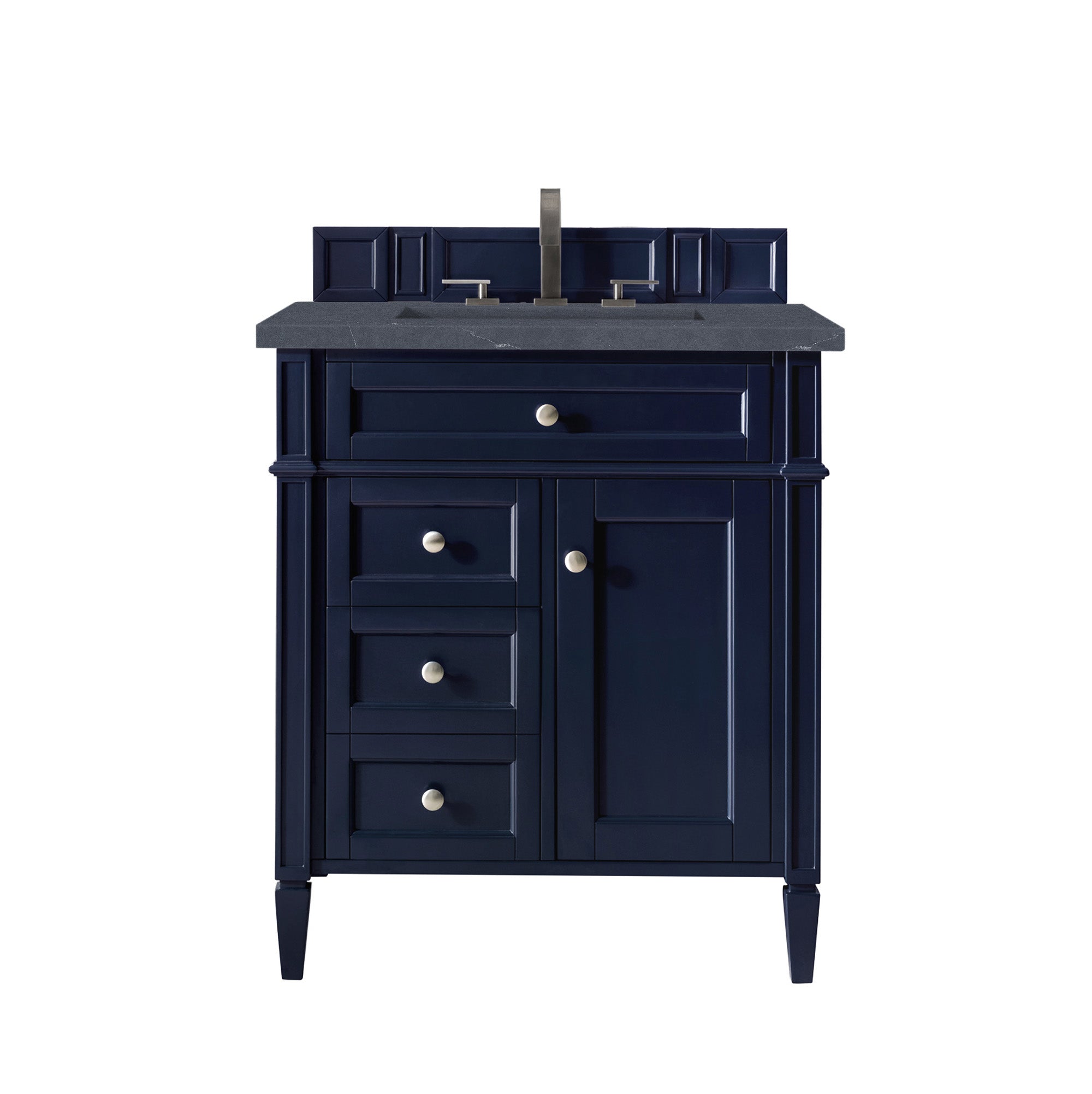 Brittany 30-Inch Single Bathroom Vanity Set with Victory Blue Cabinet & 3CM Charcoal Soapstone Quartz Countertop - Perfect for Modern Master Bathrooms and Guest Powder Rooms