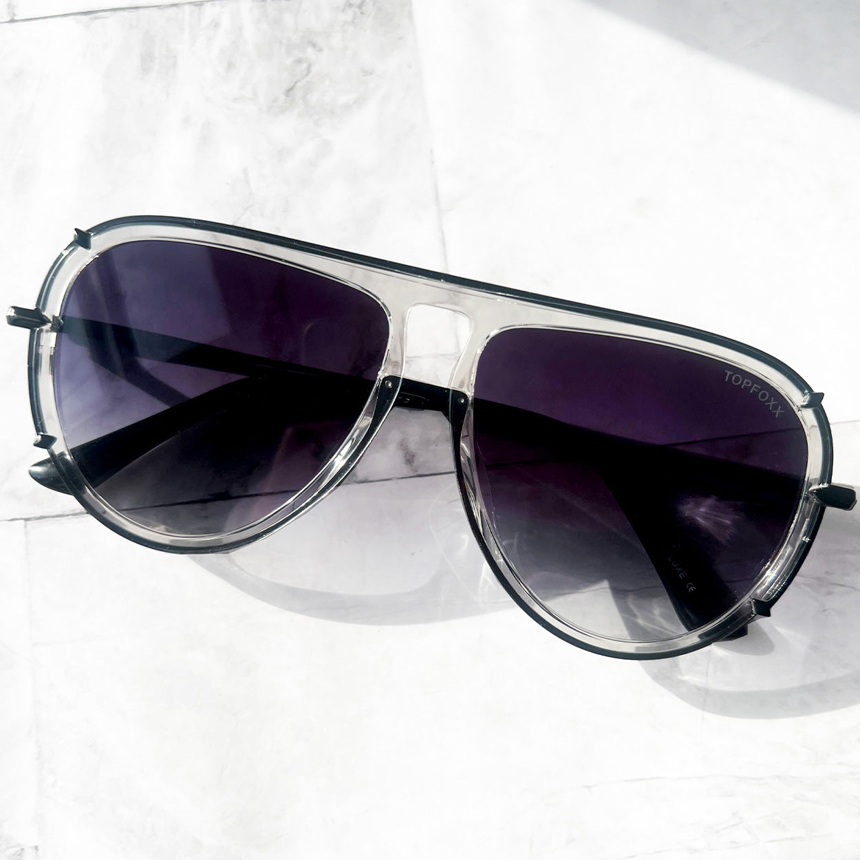 Ivy Luxe Clear Black Tangle-Free Round Aviator Sunglasses for Women - UV Protection, Fashionable & Lightweight - Perfect for Driving, Beach & Outdoor Activities