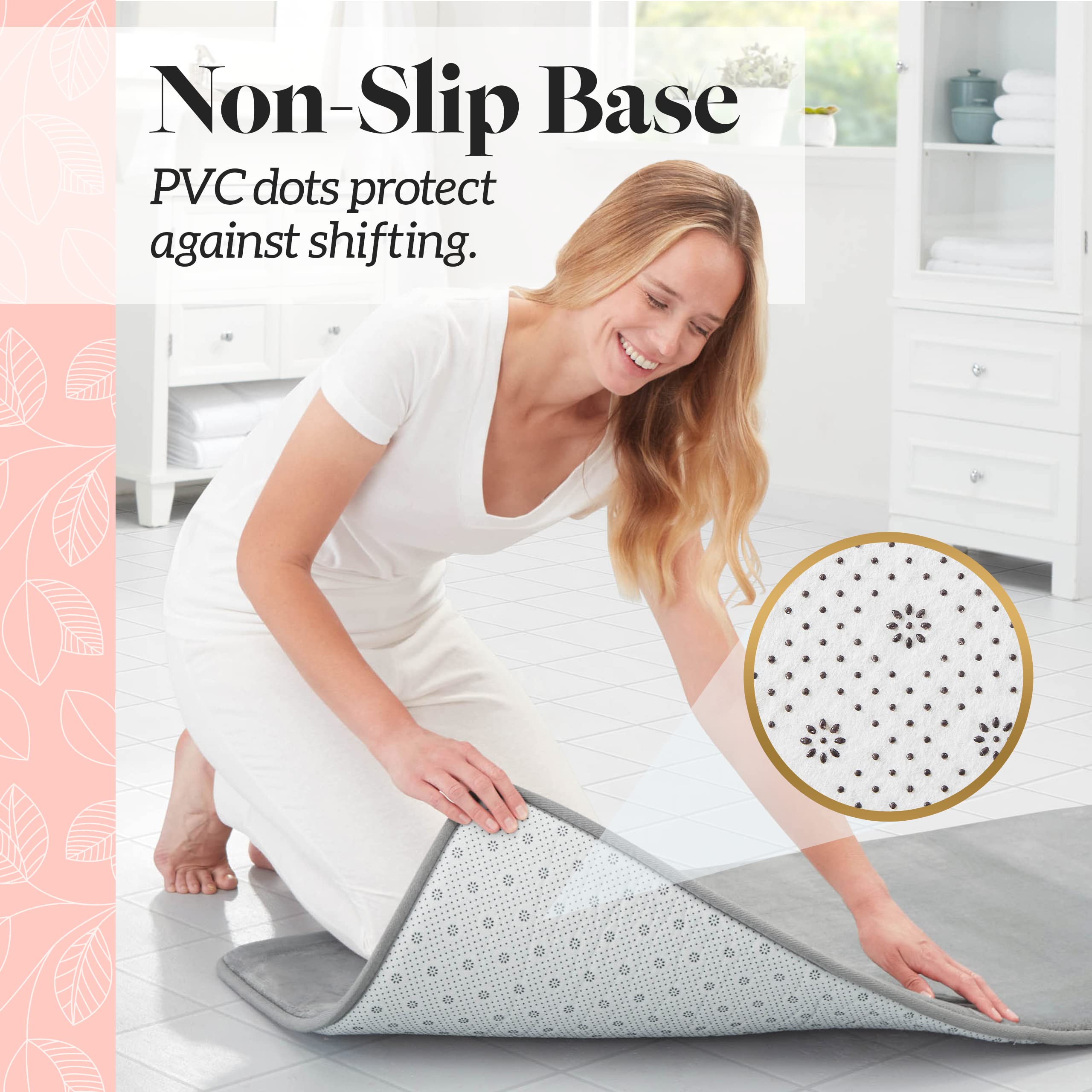 Genteele Memory Foam Bath Mat - Super Soft Non-Slip Absorbent Velvet Bathroom Rug (20