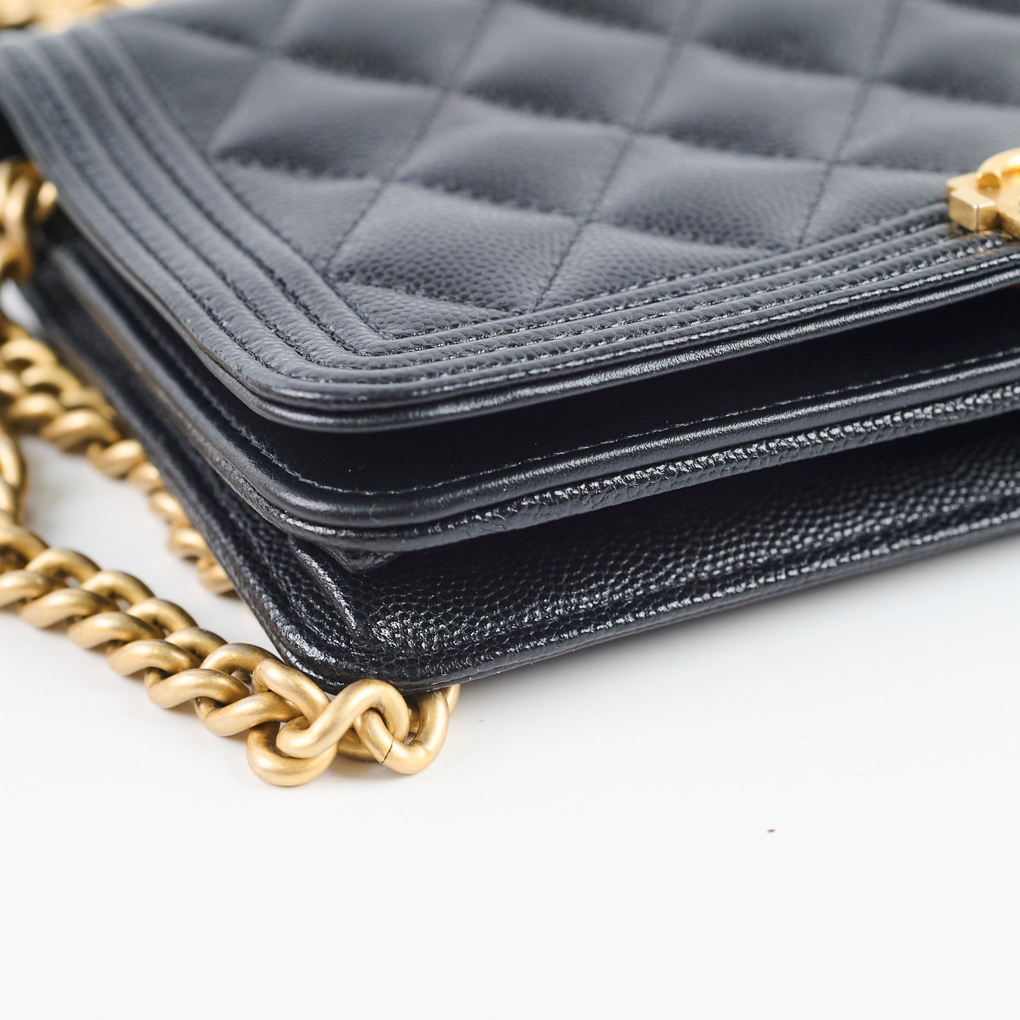 Chanel Caviar Leather Boy Wallet on Chain WOC Black Crossbody Bag for Women | Luxury Designer Handbag for Evening Out & Special Occasions