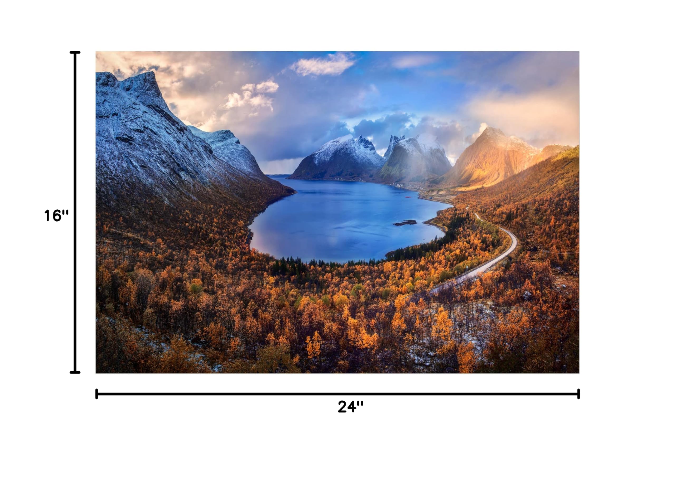 Mei Xu 'Autumn In Senja' Canvas Wall Art Print - Scandinavian Landscape Painting for Living Room, Bedroom & Office Decor