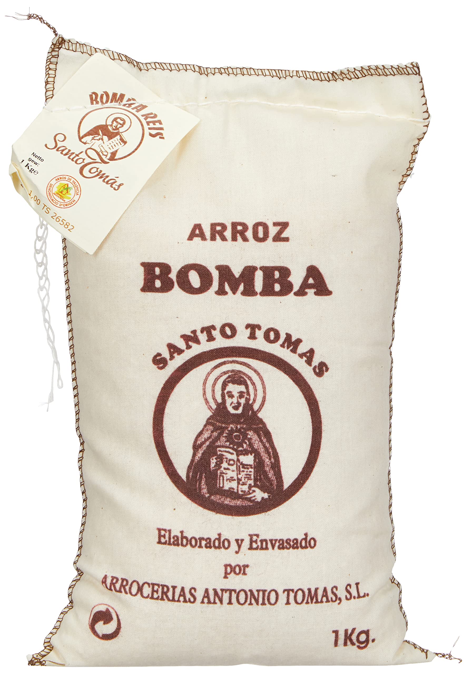 Premium Santo Tomas Bomba Rice - 2.2 Pound (1kg) - Authentic Spanish Paella Rice - Perfect for Paella, Risotto & Rice Dishes - Non-GMO, Gluten-Free & Vegan-Friendly