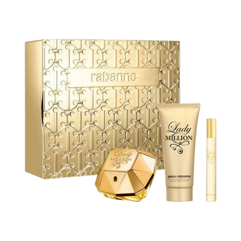 Lady Million 3 Piece Eau de Parfum Gift Set 80ml - Luxury Women's Perfume for Date Night & Special Occasions